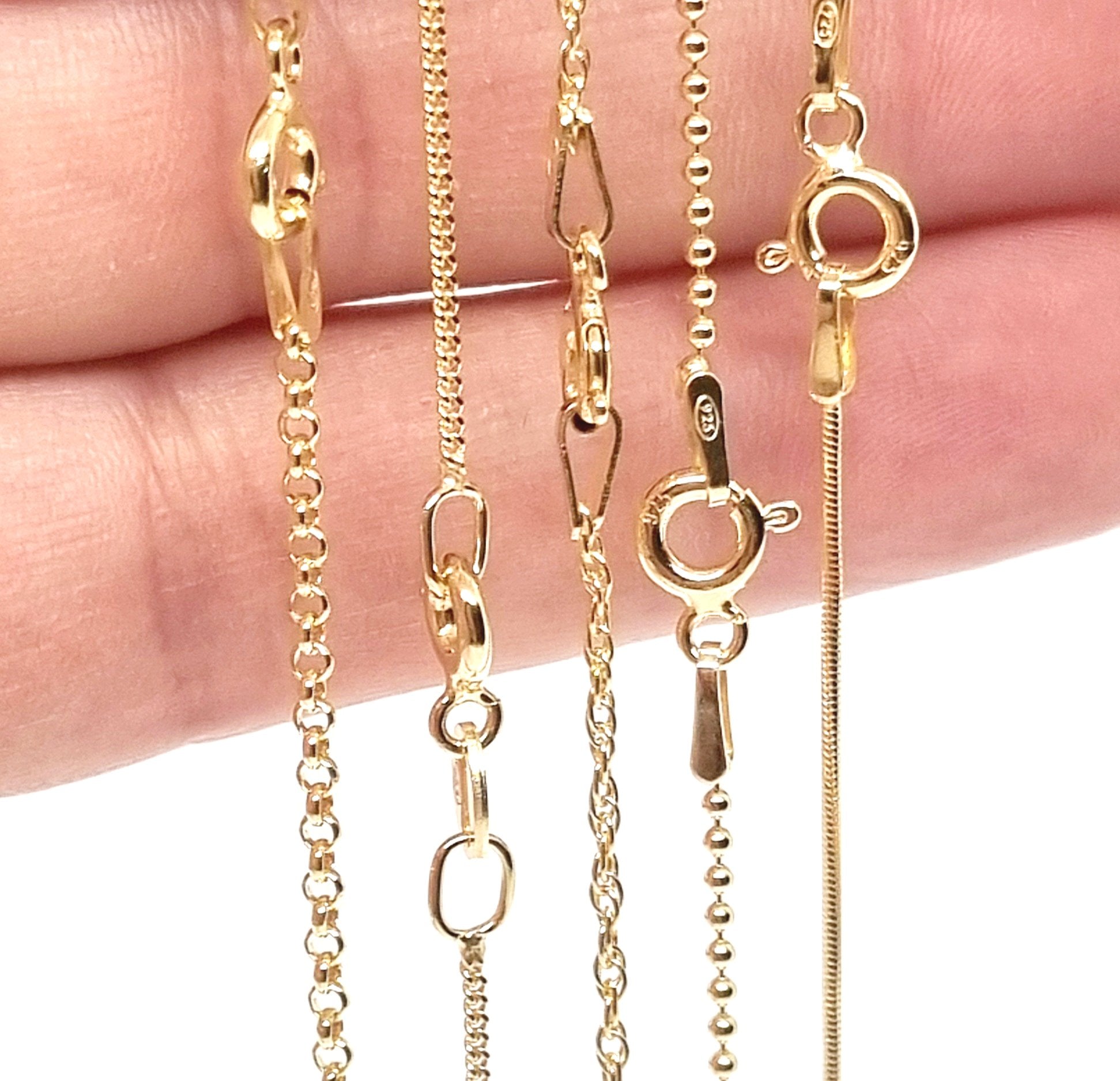 18ct Gold on 925 Fine Sterling Silver Chains