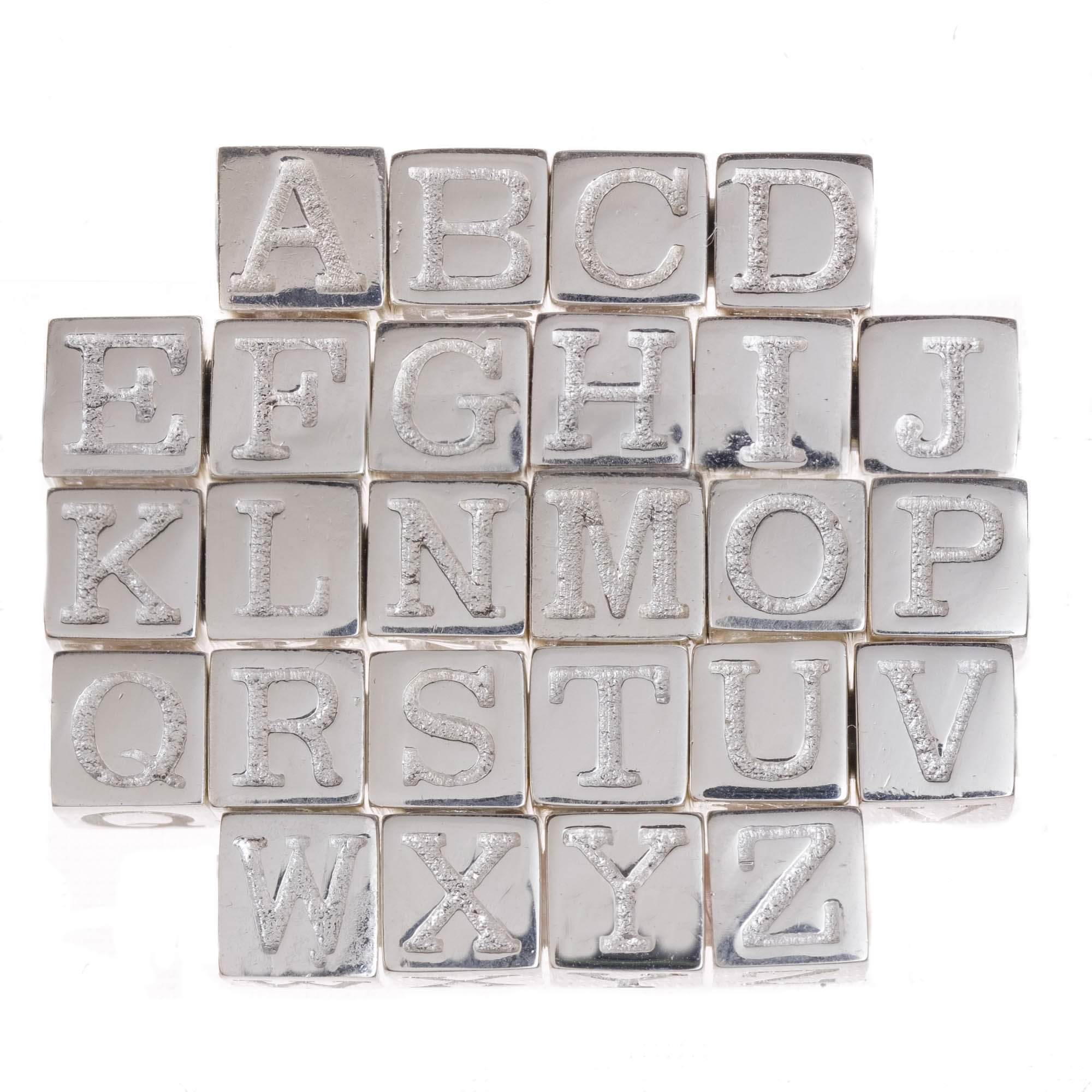 925 Sterling Silver Alphabet Cube Pendant Charm
