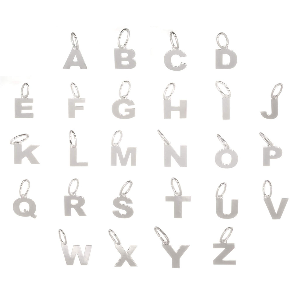 925 Sterling Silver Alphabet BOLD Initial Pendant Charm