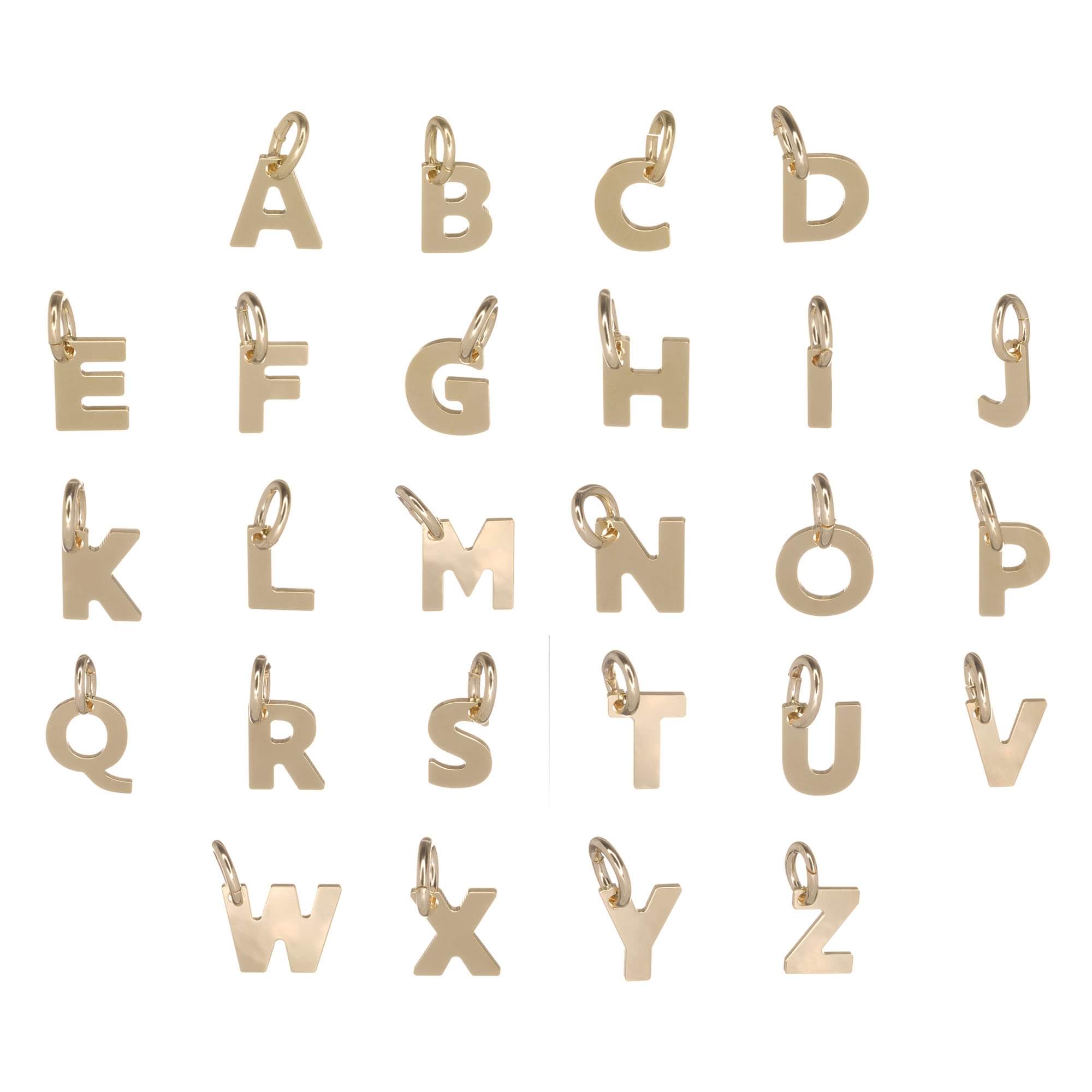 9ct Gold Alphabet Initial Charm Pendant - 14mm