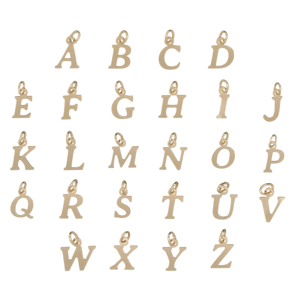 18ct Gold on 925 Sterling Silver Alphabet Initial Charm Pendant - 17mm