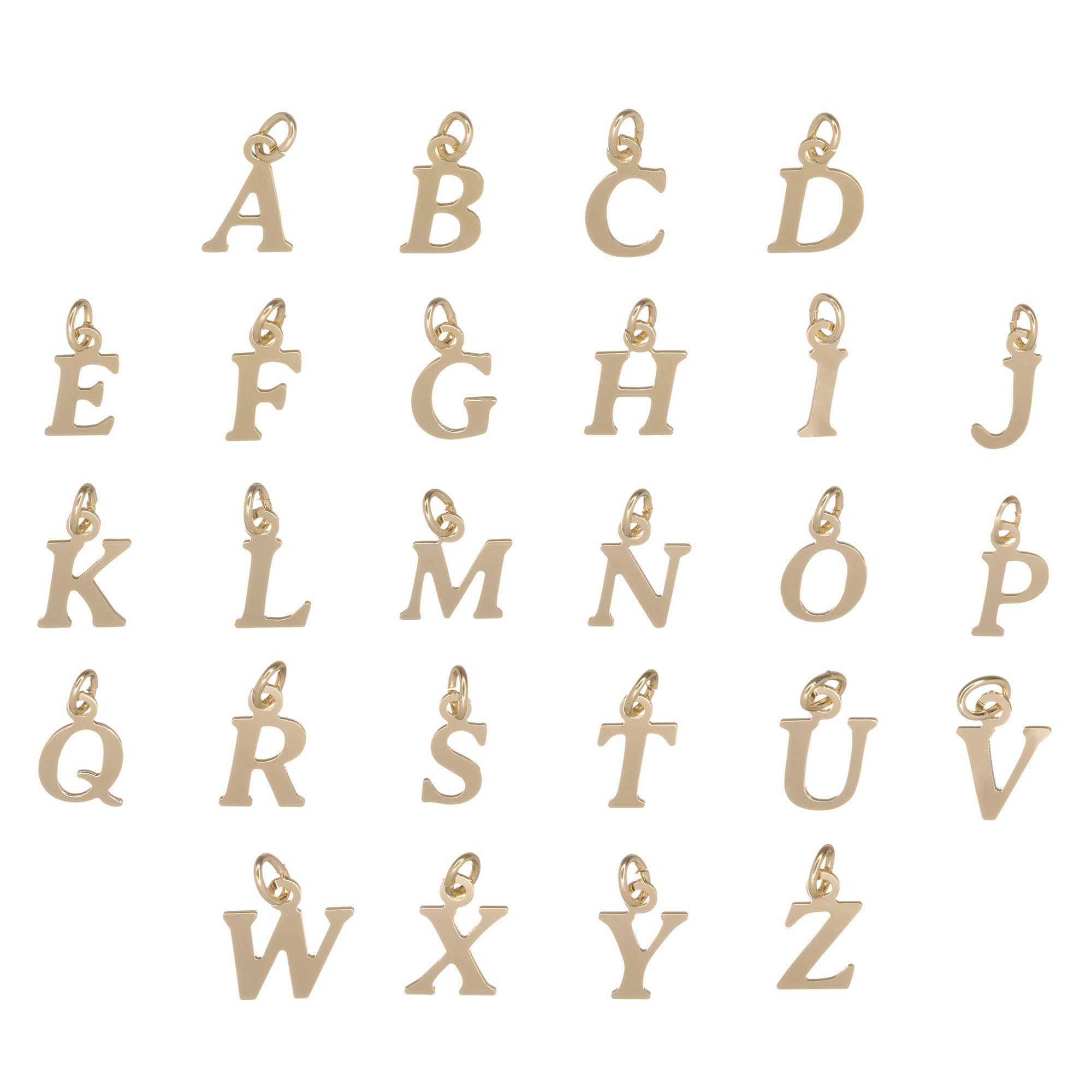 18ct Gold on 925 Sterling Silver Alphabet Initial Charm Pendant - 17mm