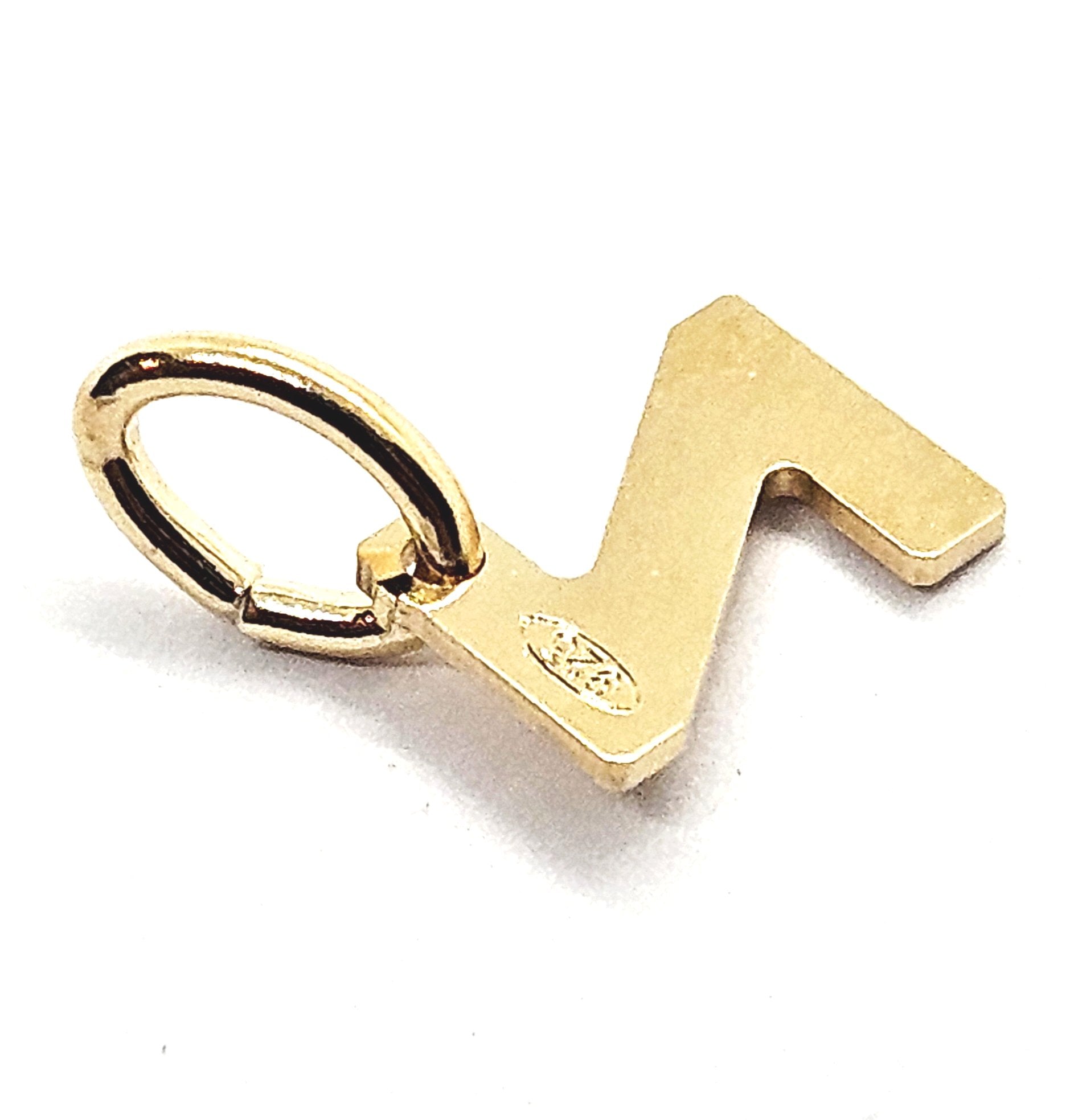 18ct Gold on 925 Sterling Silver Alphabet Initial Charm Pendant - 14mm
