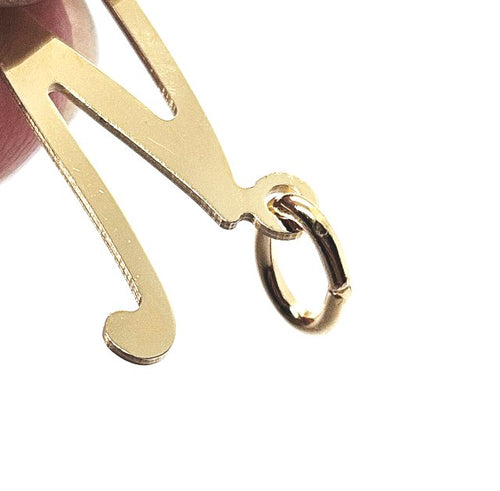 18ct Gold on 925 Sterling Silver Alphabet Initial Letter Large Script Pendant Charm