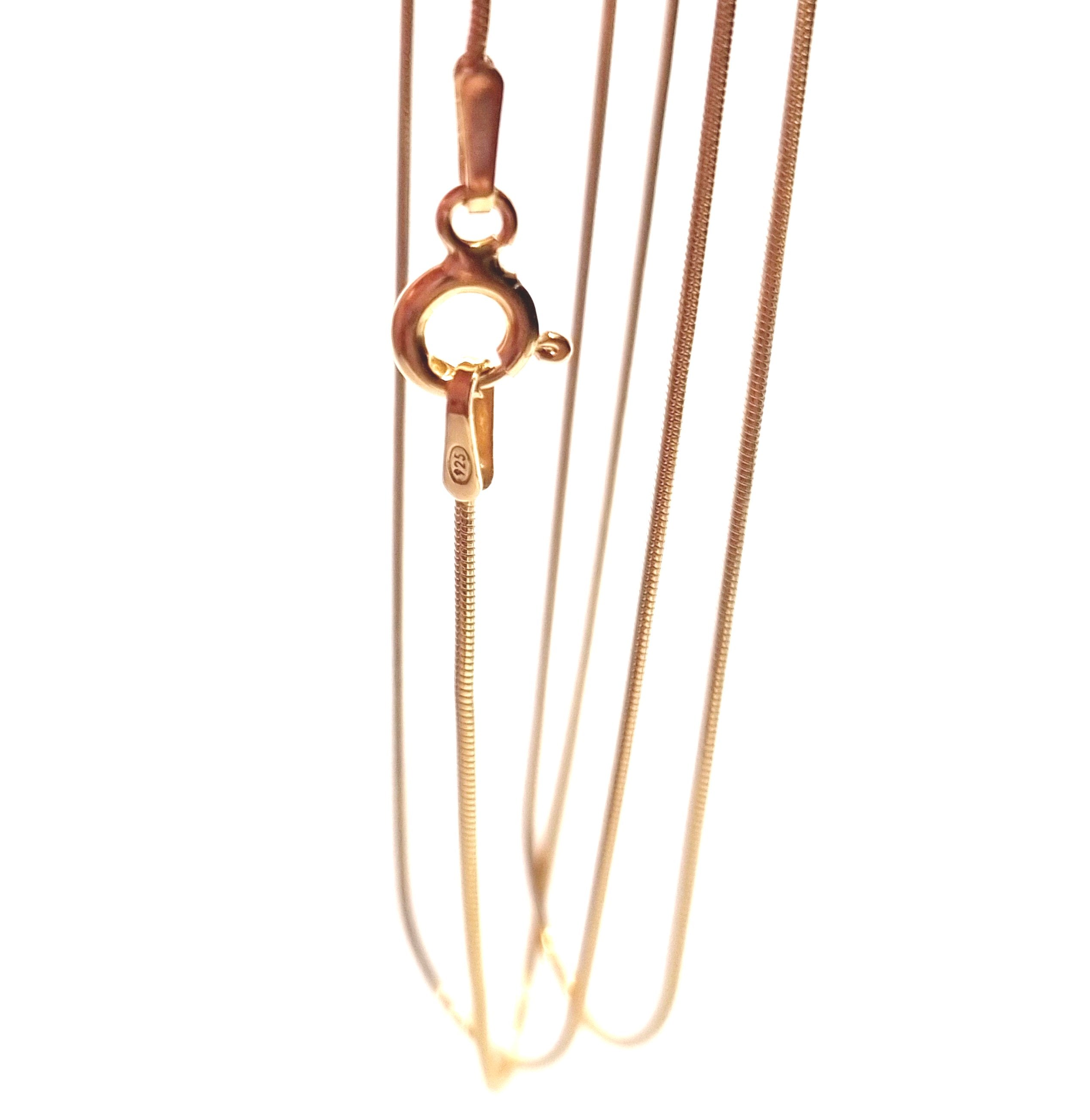 18ct Gold on 925 STS Rounded Snake Chain