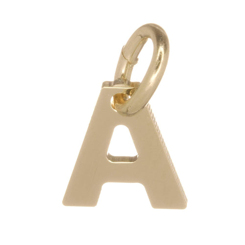 18ct Gold on 925 Sterling Silver Alphabet Initial Charm Pendant - 14mm