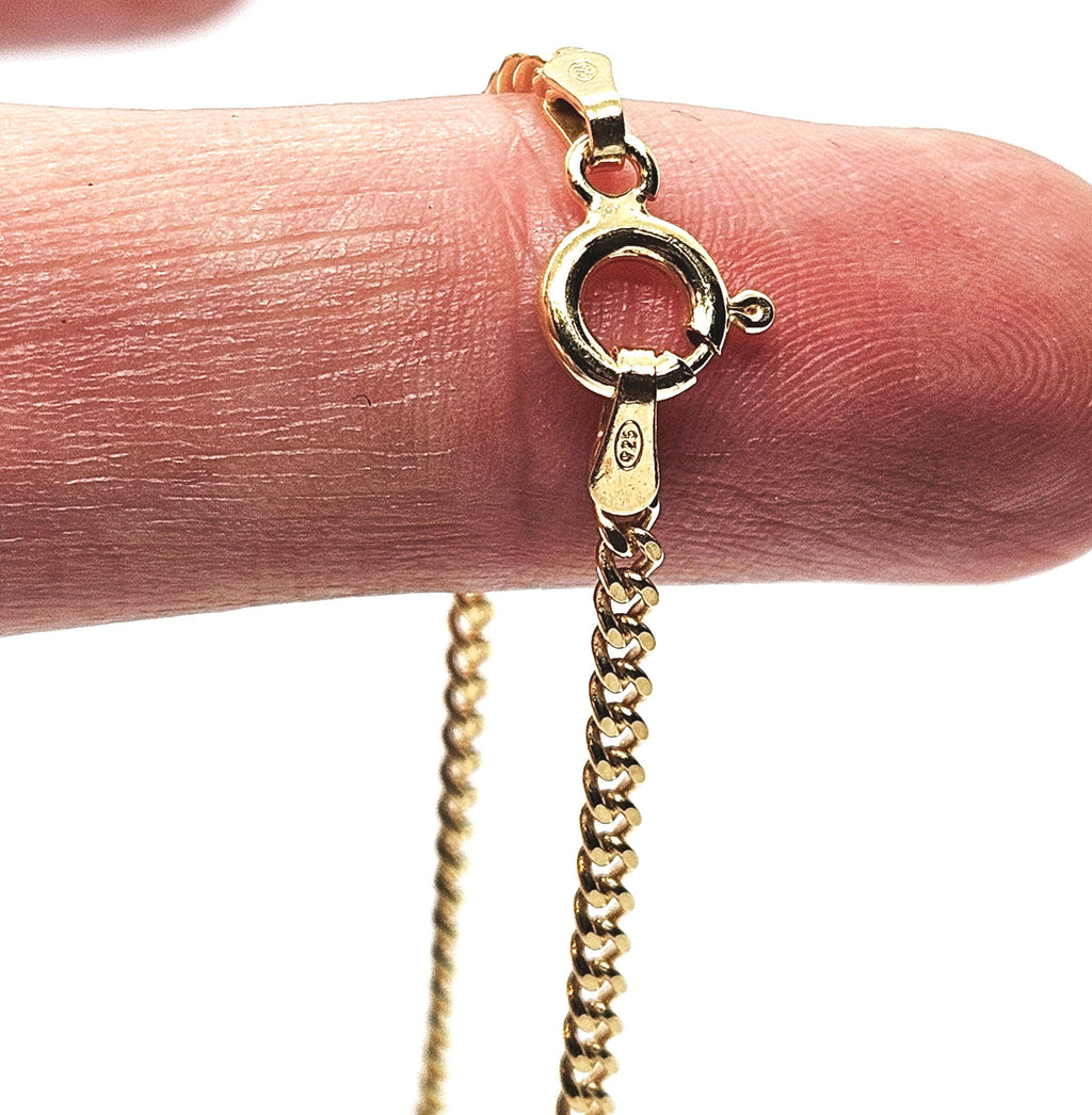 18ct Gold on 925 STS Curb Chain