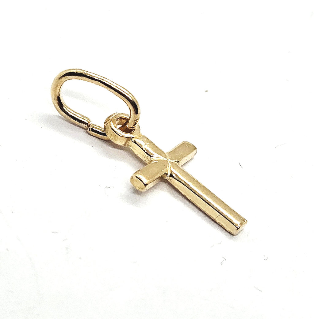 18ct Gold on 925 Sterling Silver Small Cross Charm Pendant