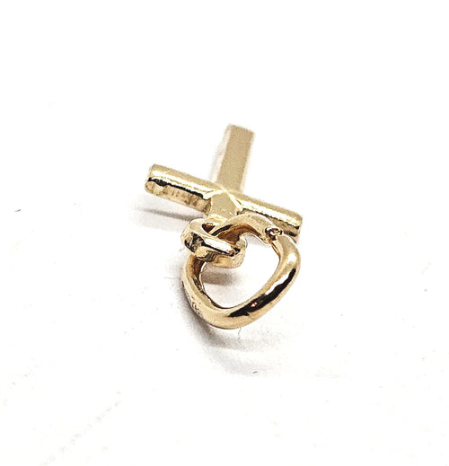 18ct Gold on 925 Sterling Silver Small Cross Charm Pendant