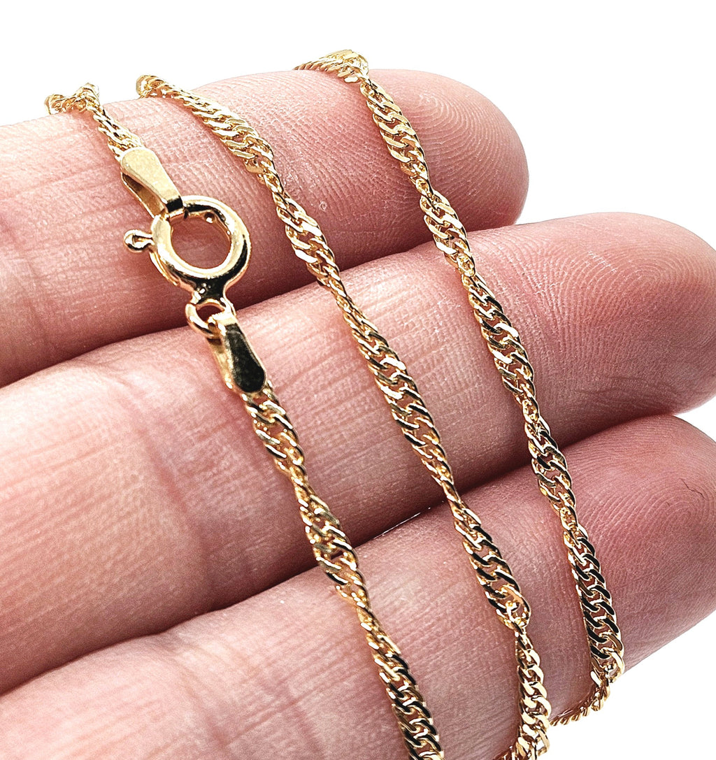 18ct Gold on 925 STS Twisted Singapore Chain