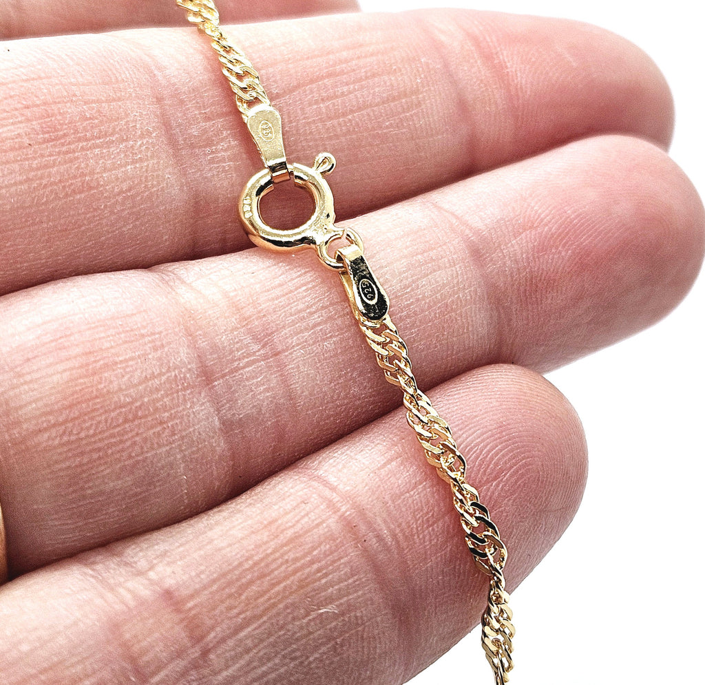 18ct Gold on 925 STS Twisted Singapore Chain