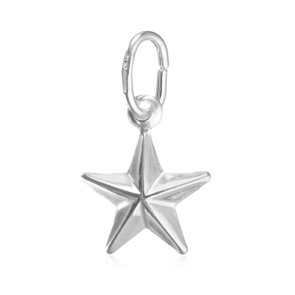 Sterling Silver 3D Star Pendant Charm