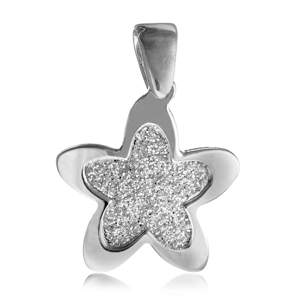Sterling Silver Glitter Star Pendant Charm