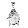 Sterling Silver Religious Buddha Head Pendant Charm