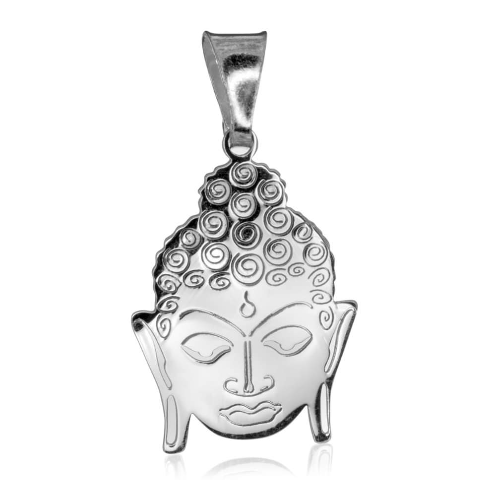 Sterling Silver Religious Buddha Head Pendant Charm