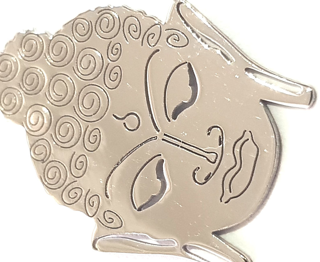 Sterling Silver Religious Buddha Head Pendant Charm
