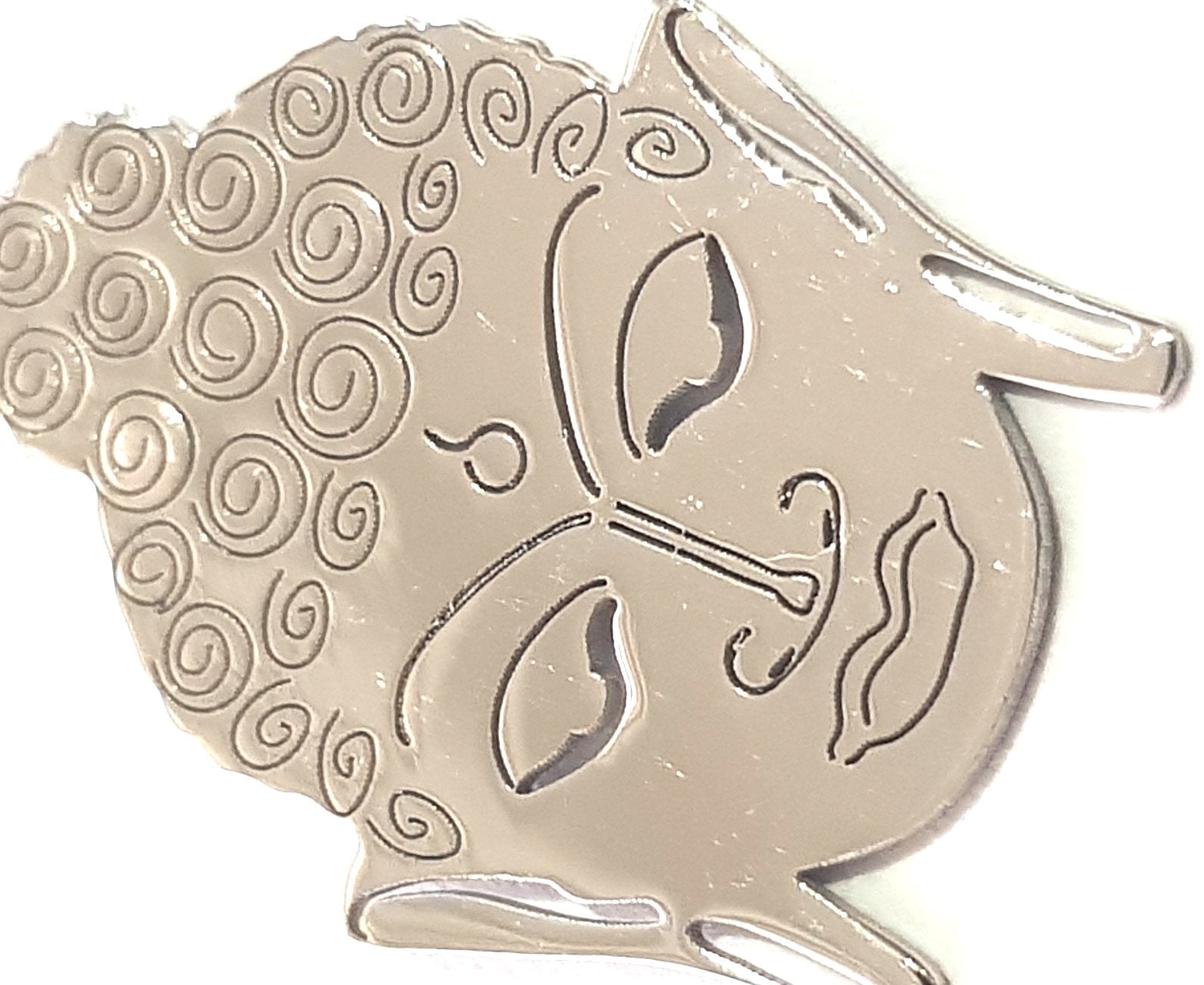 Sterling Silver Religious Buddha Head Pendant Charm