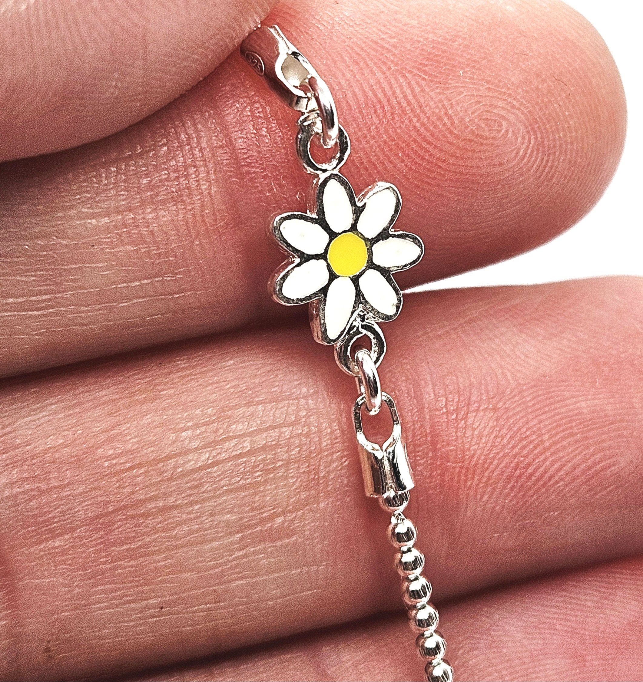Sale! Sterling Silver Daisy Flower Bracelet