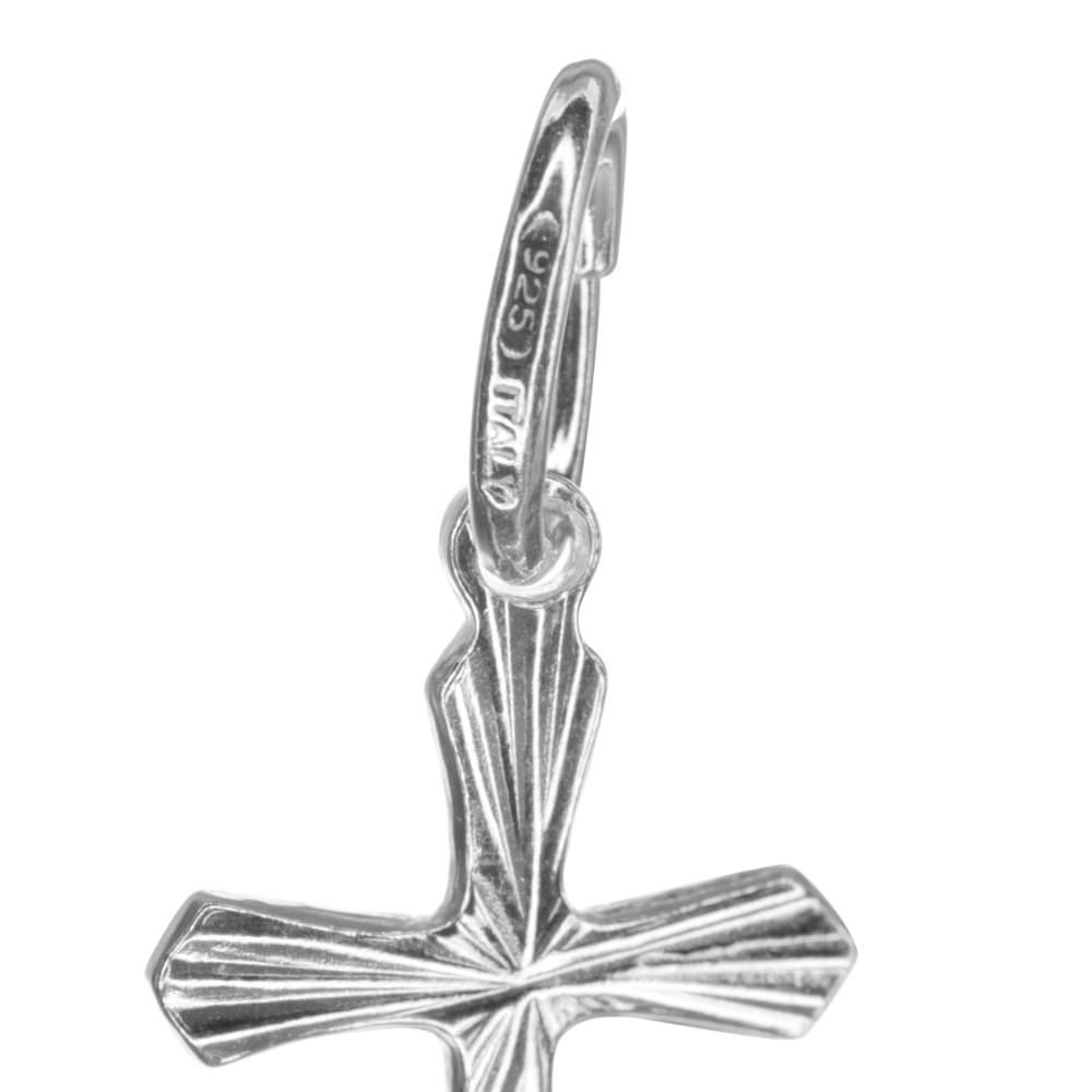 Sterling Silver Religious Diamond Cut Cross Pendant Charm