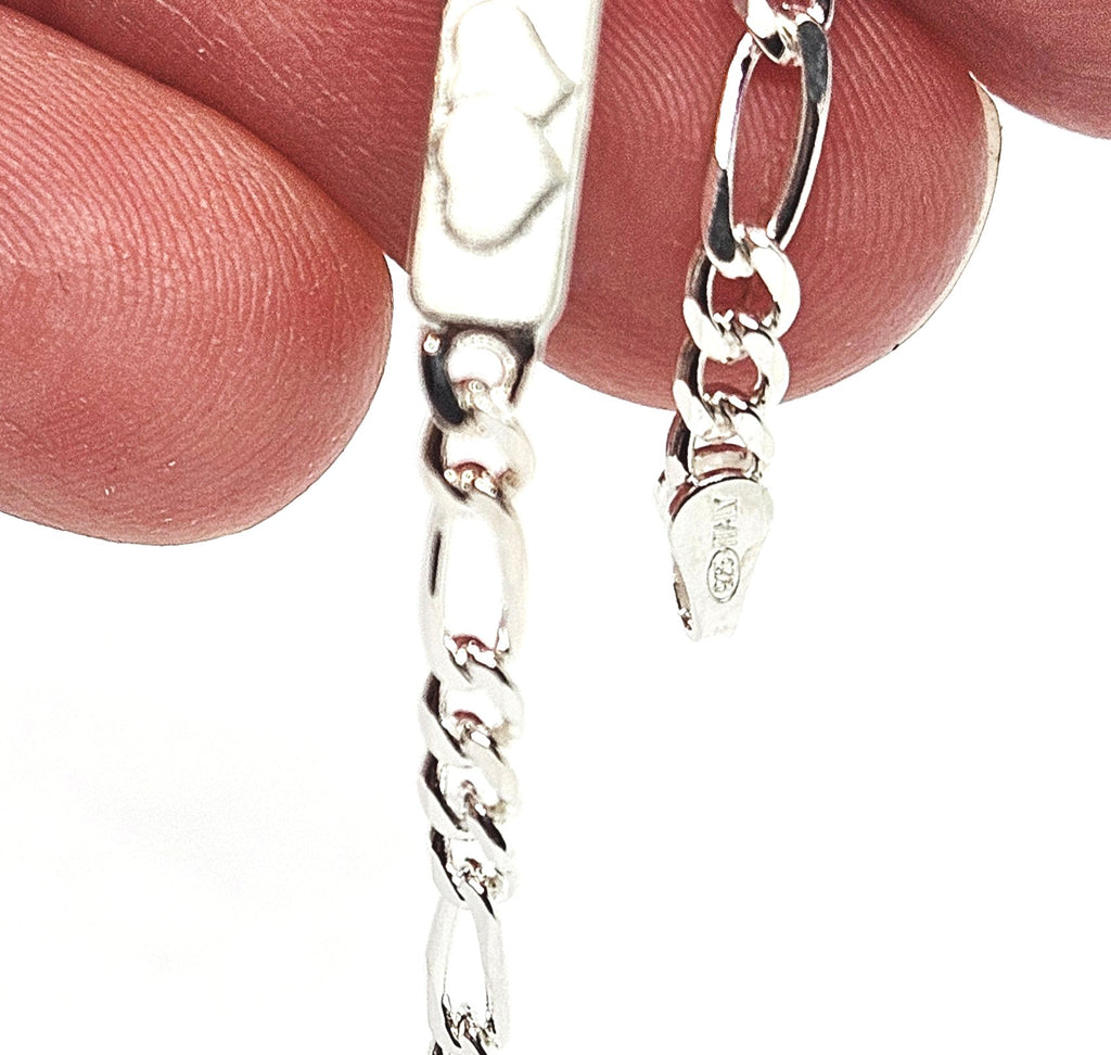 Sterling Silver Baby Personalised ID Bracelet - Double Heart