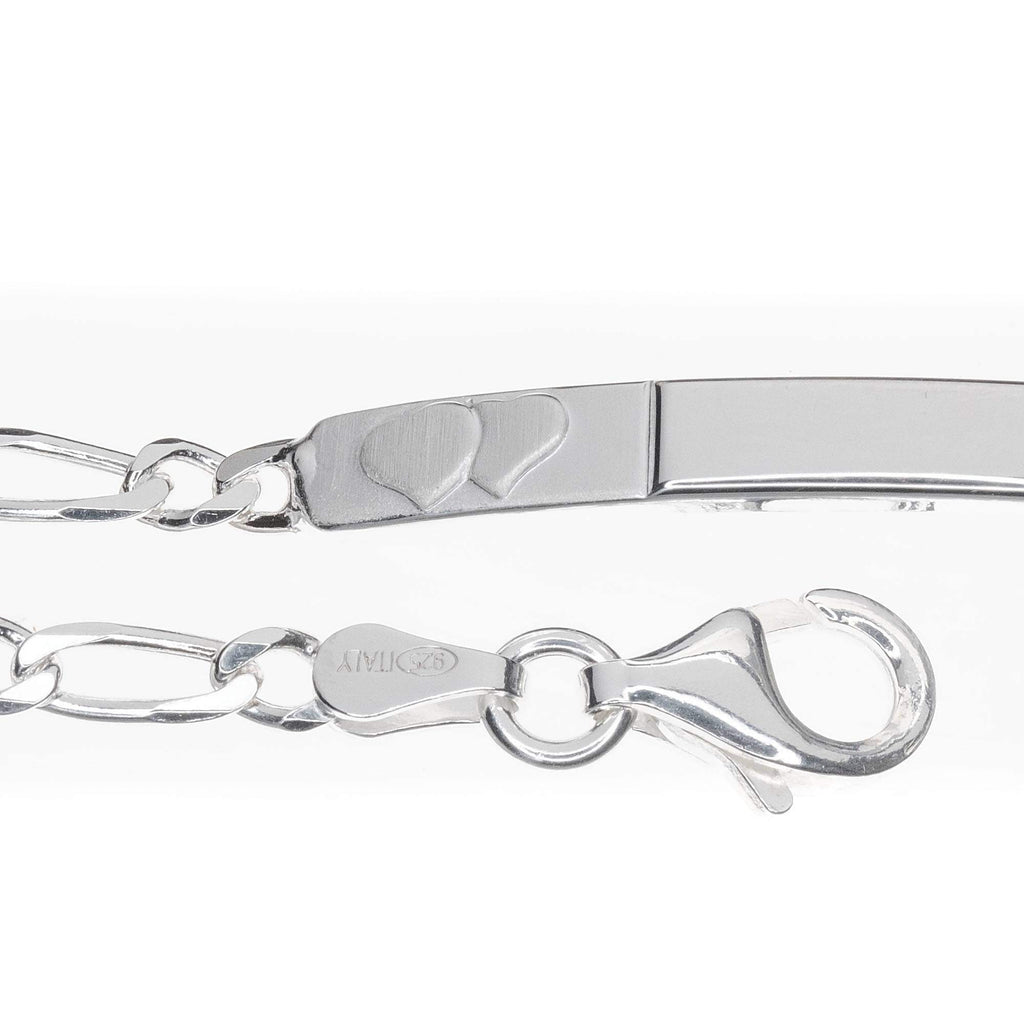 Sterling Silver Baby Personalised ID Bracelet - Double Heart