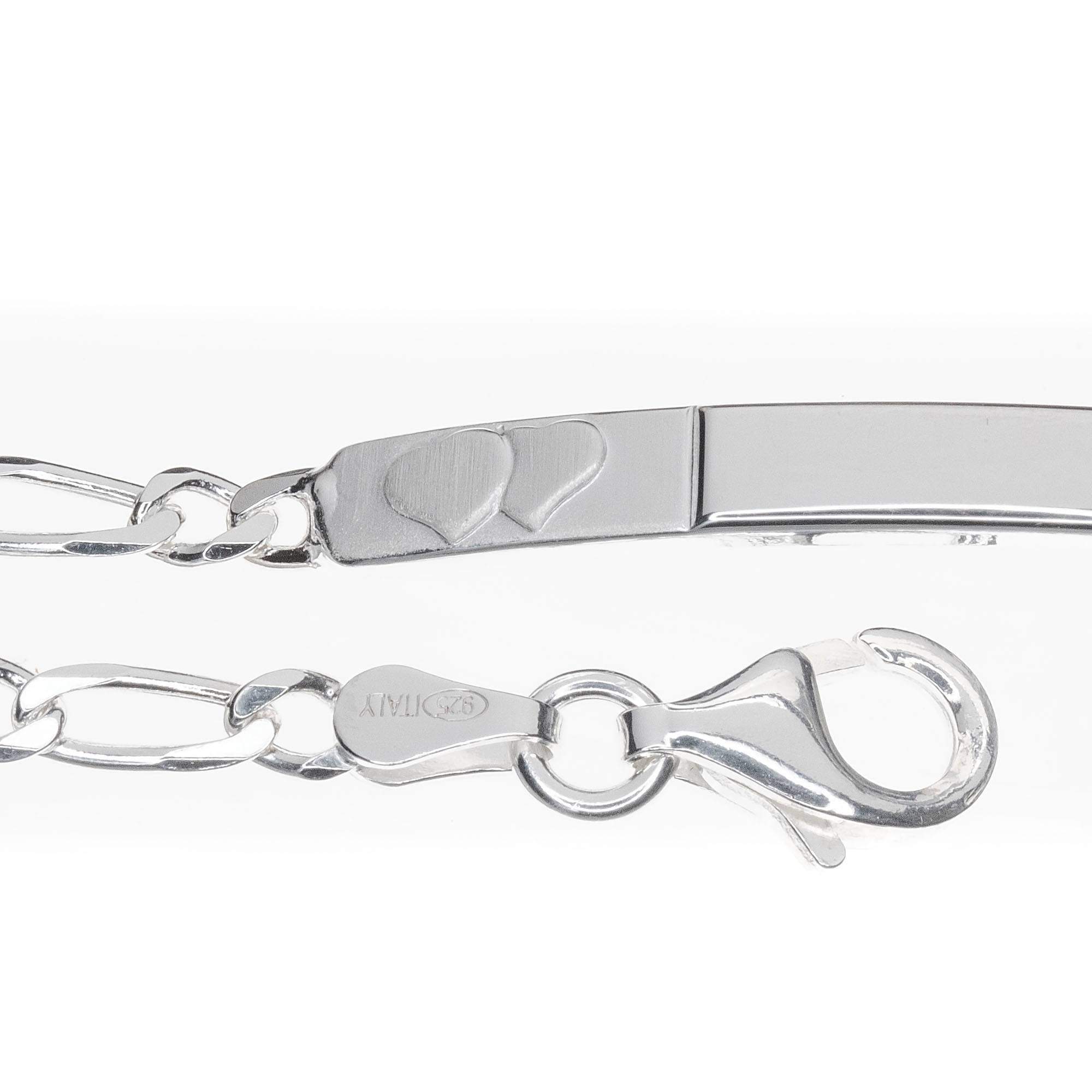 Sterling Silver Baby Personalised ID Bracelet - Double Heart