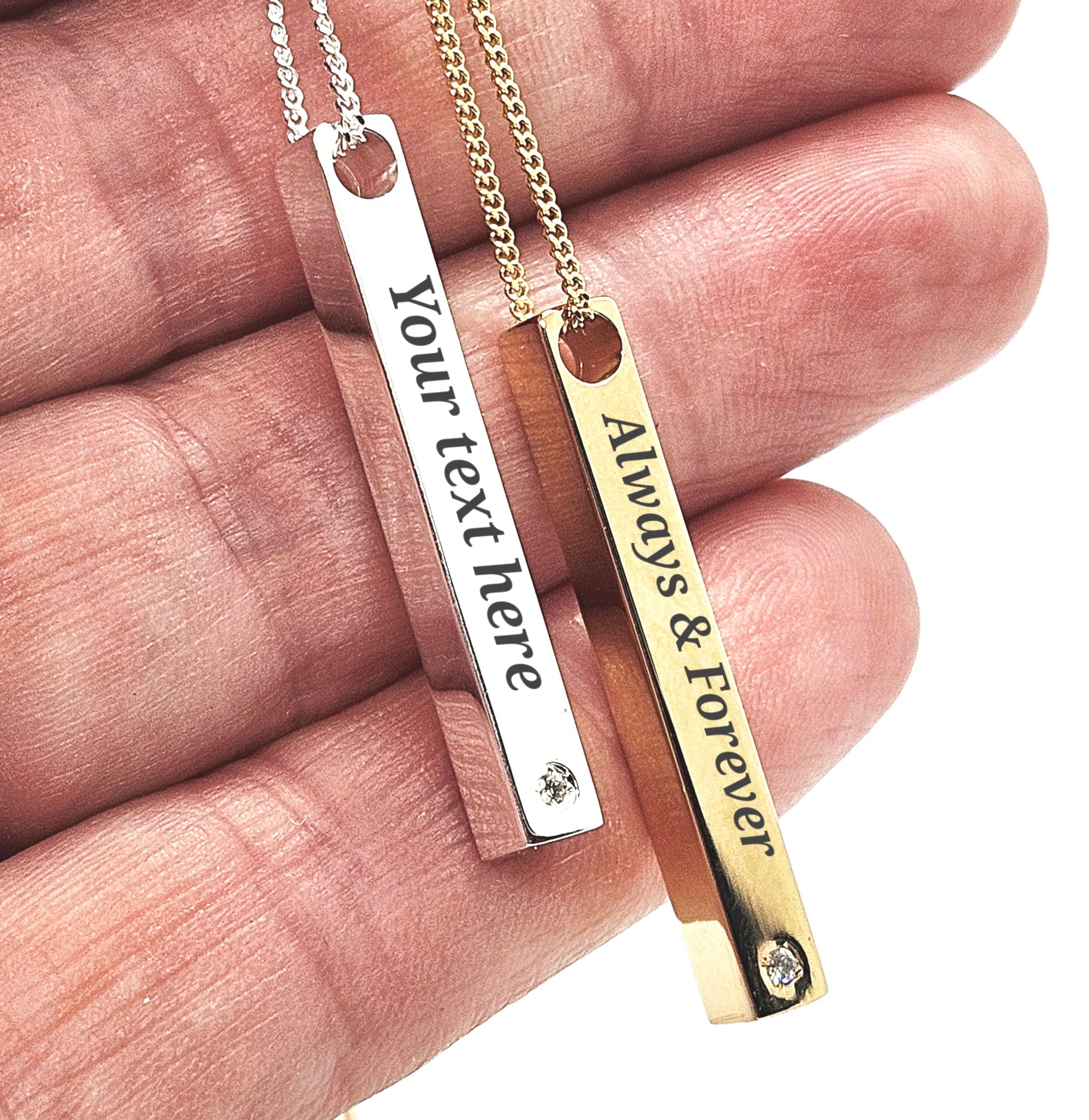 Sterling Silver Personalised Bar Pendant
