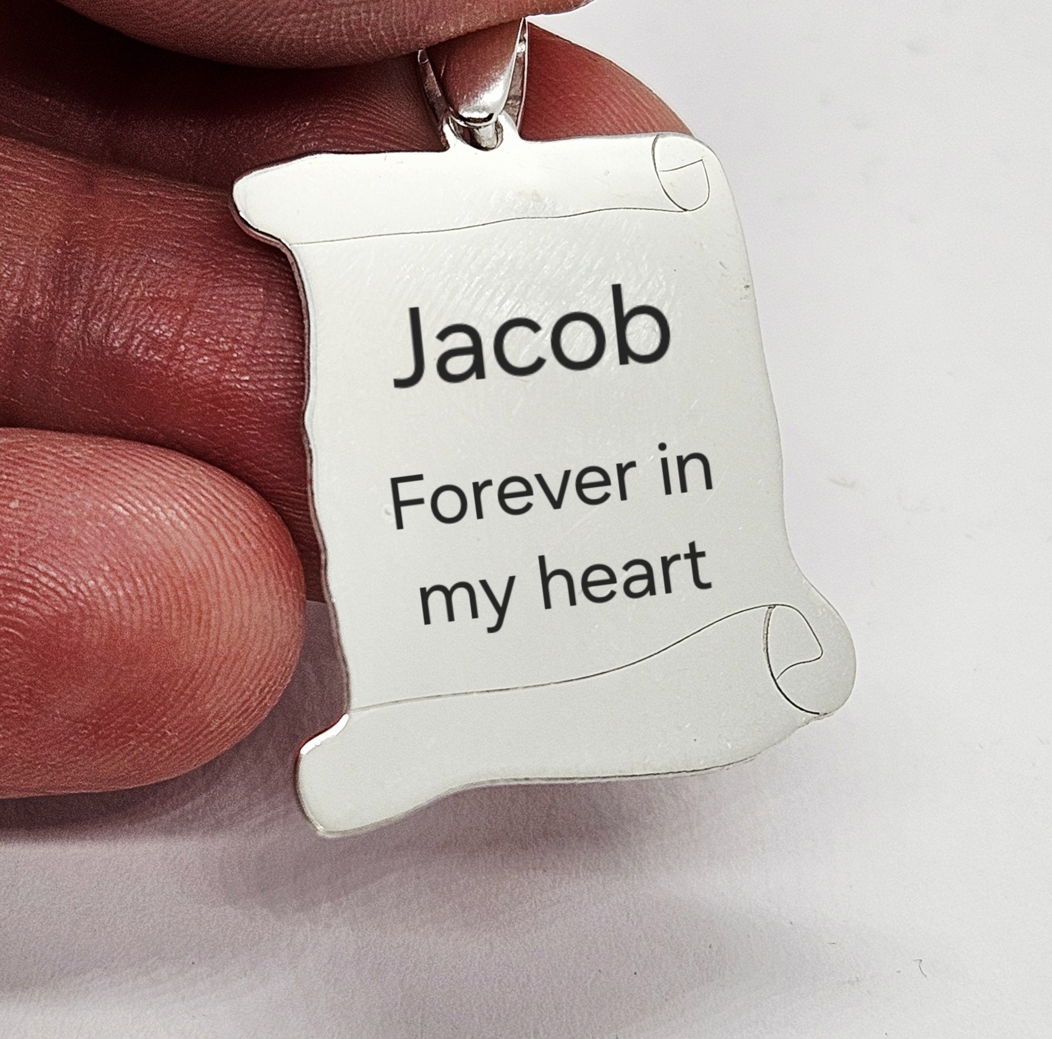 Sterling Silver Personalised Large 2D Scroll Parchment Pendant Charm