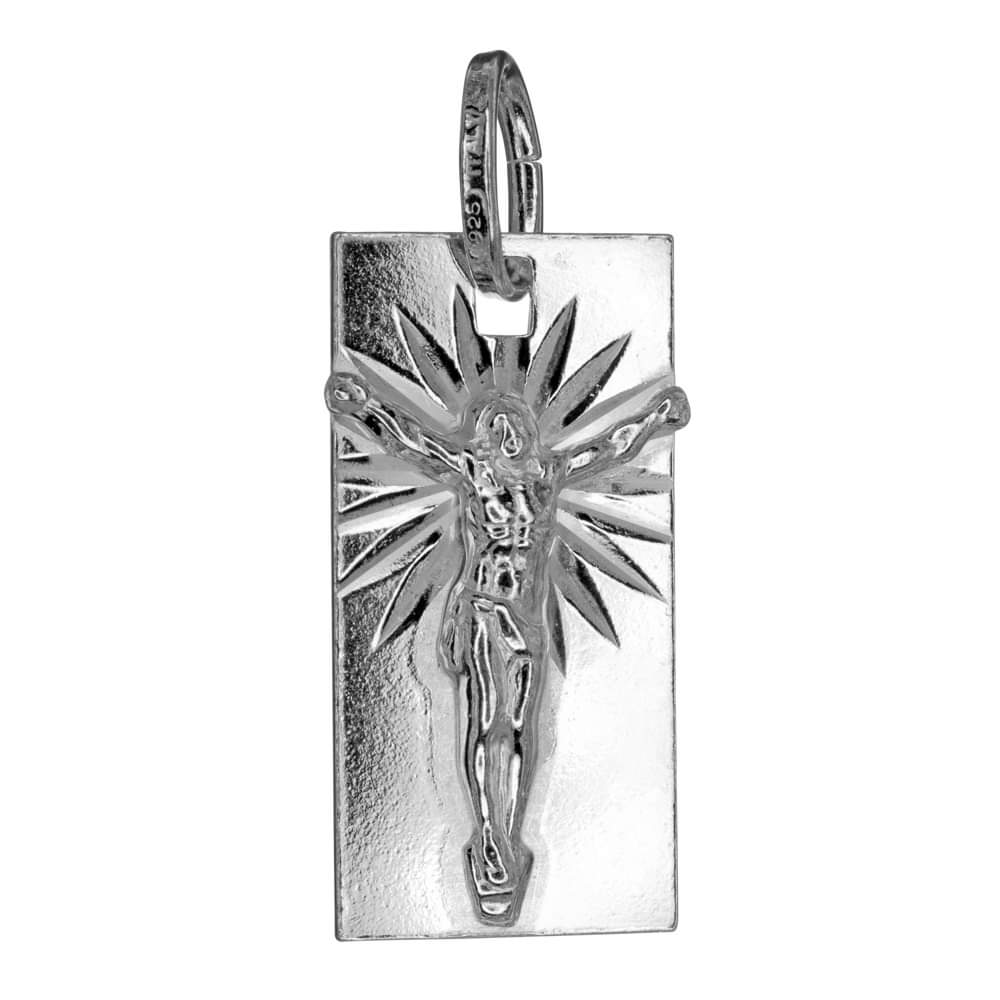 Sterling Silver Religious Jesus on the Cross Medal Pendant Charm