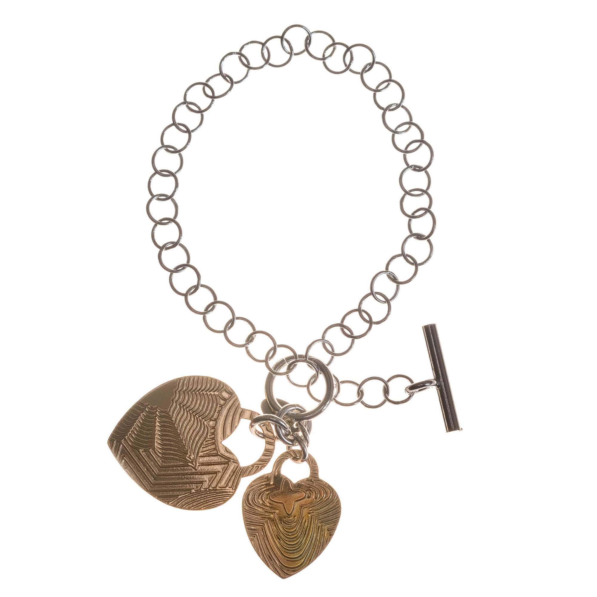 Sale! Sterling Silver Copper Heart Bracelet