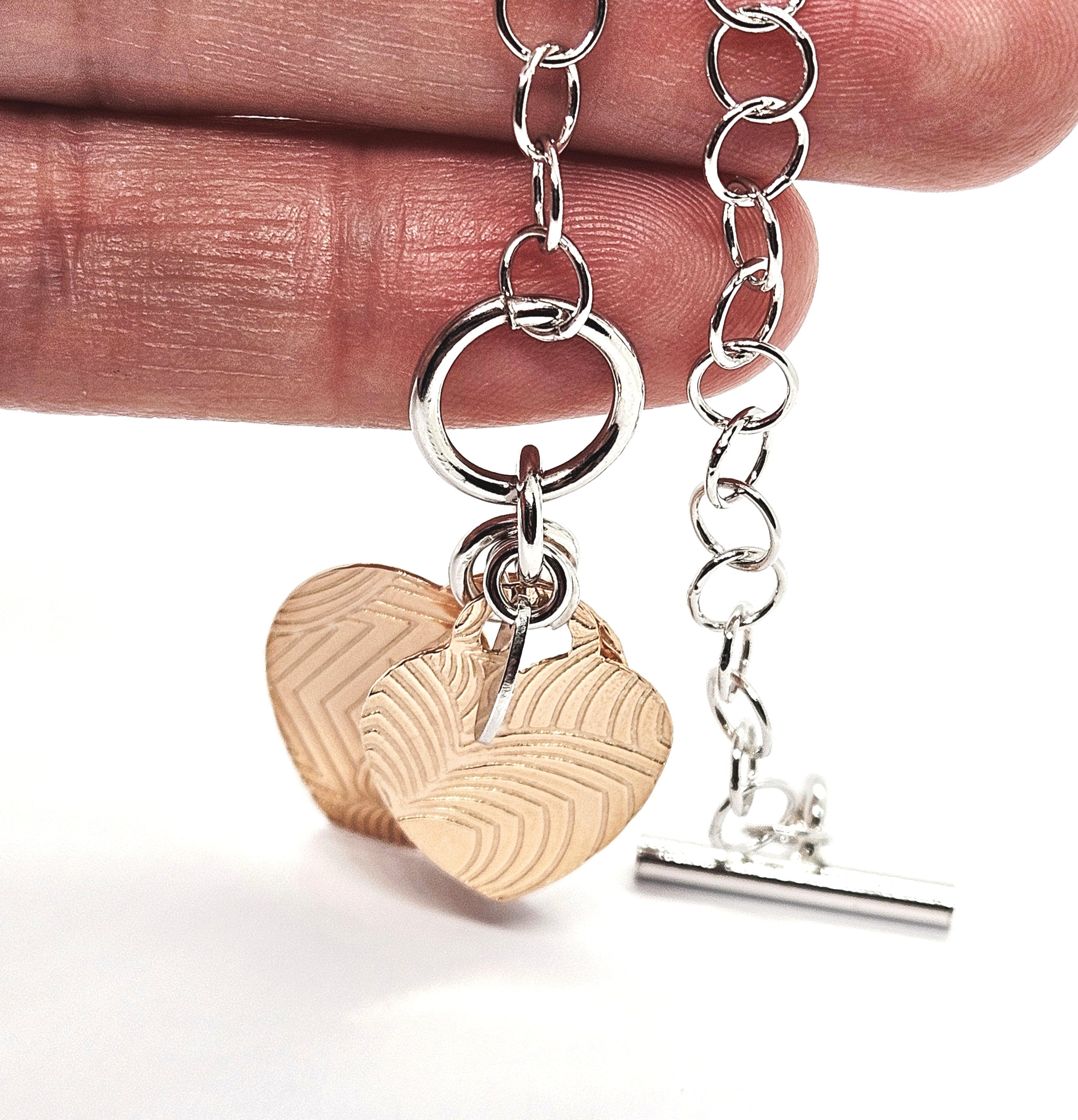 Sale! Sterling Silver Copper Heart Bracelet