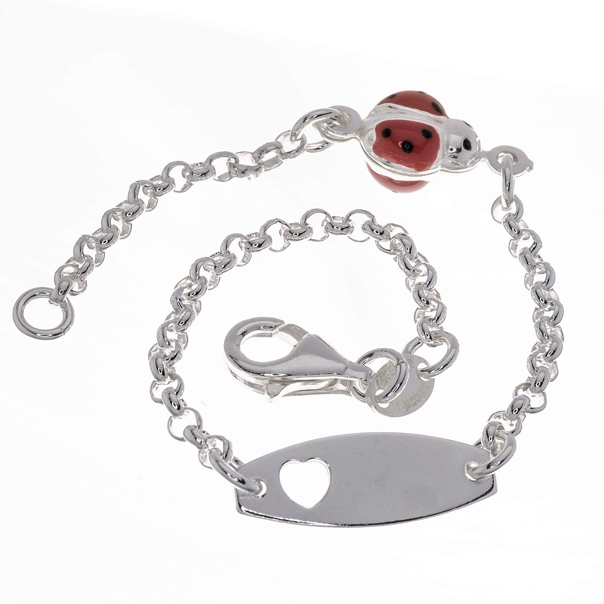 Sterling Silver Baby Personalised ID Bracelet - Ladybird