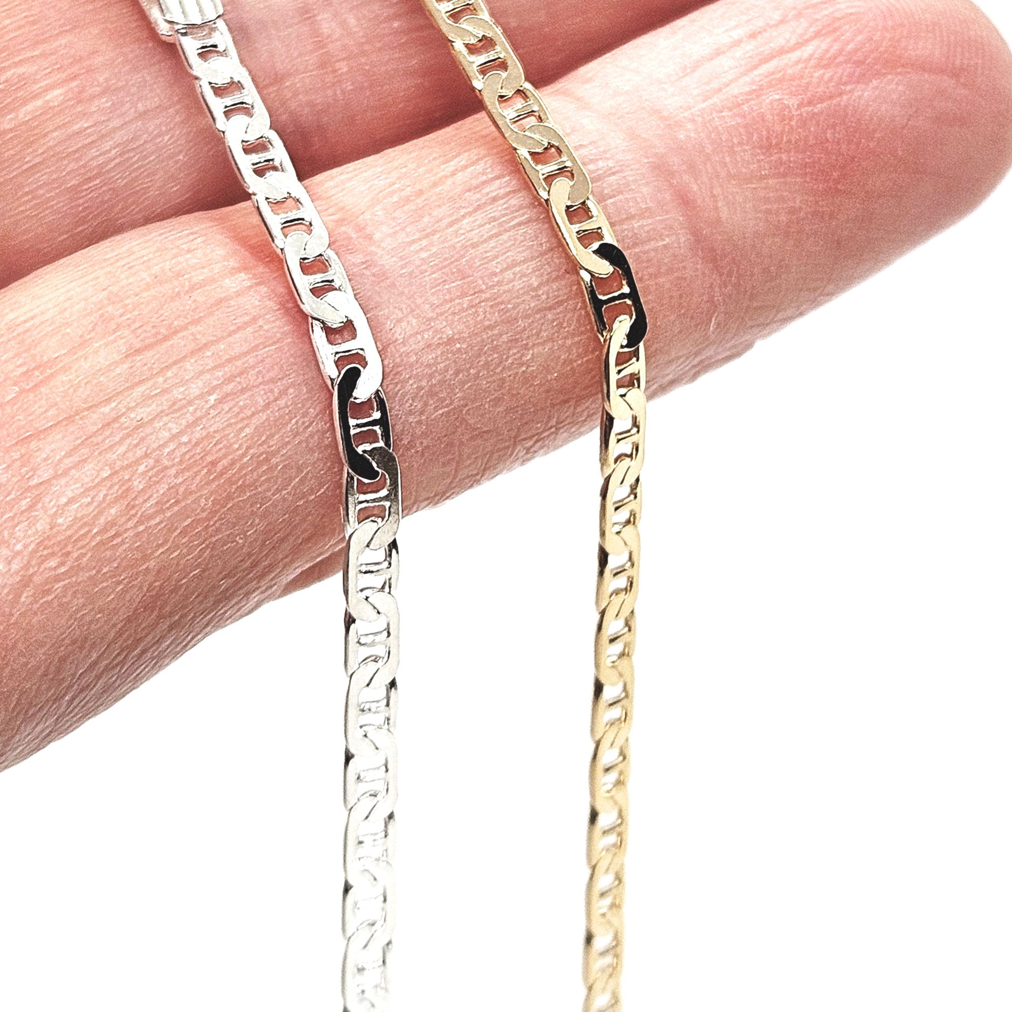 Sterling Silver Baby Personalised ID Star Mariner Bracelet - 2mm