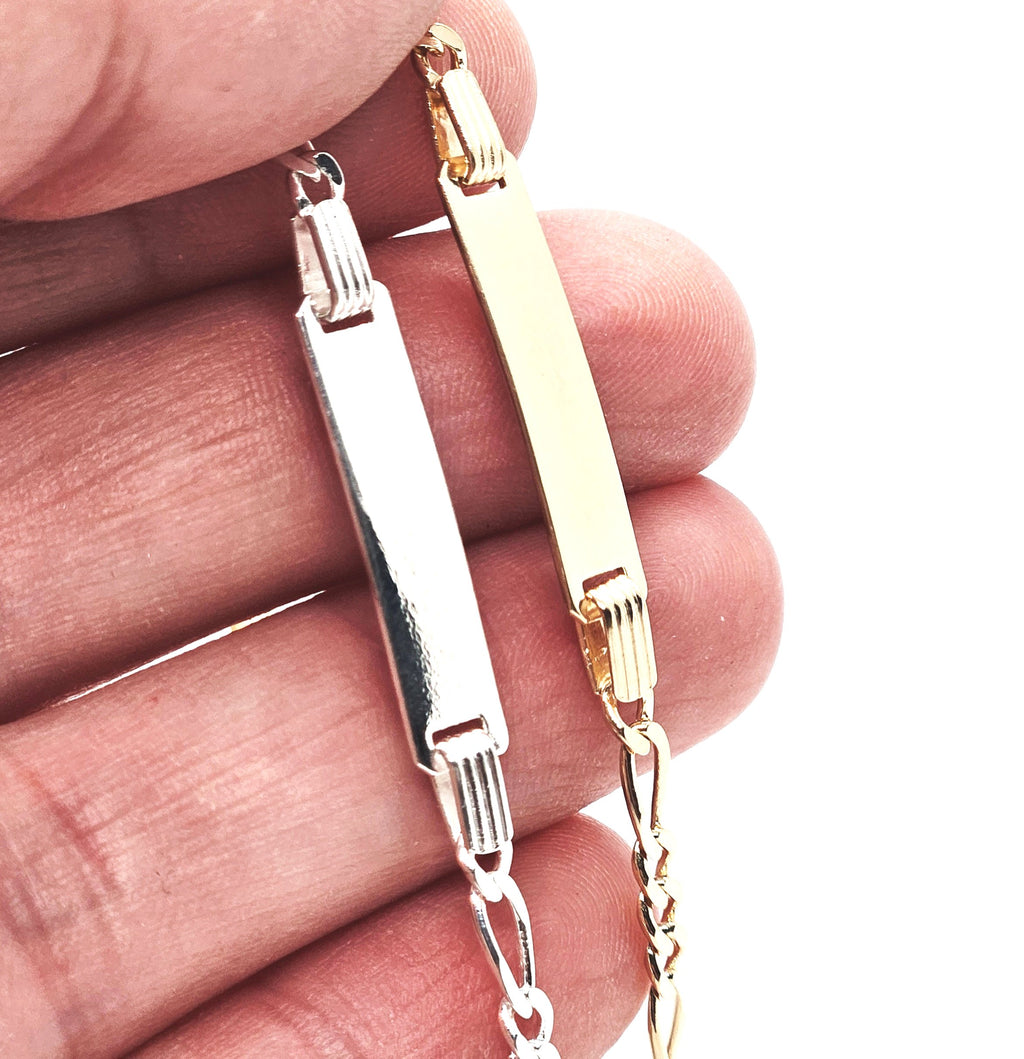 Sterling Silver Ladies Personalised ID Figaro Bracelet - 3mm