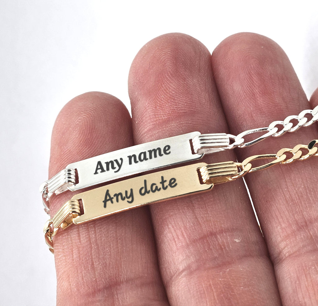 Sterling Silver Ladies Personalised ID Figaro Bracelet - 3mm