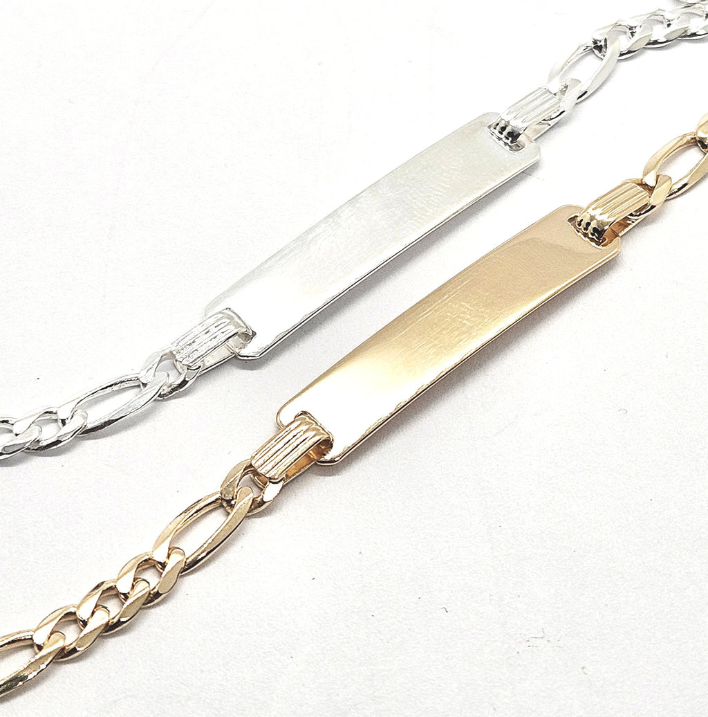 Sterling Silver Ladies Personalised ID Figaro Bracelet - 4mm