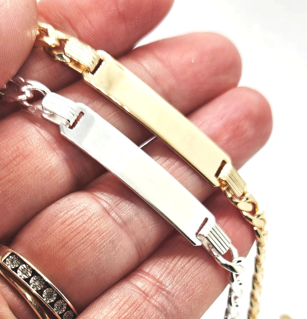Sterling Silver Unisex Personalised ID Curb Bracelet - 6mm