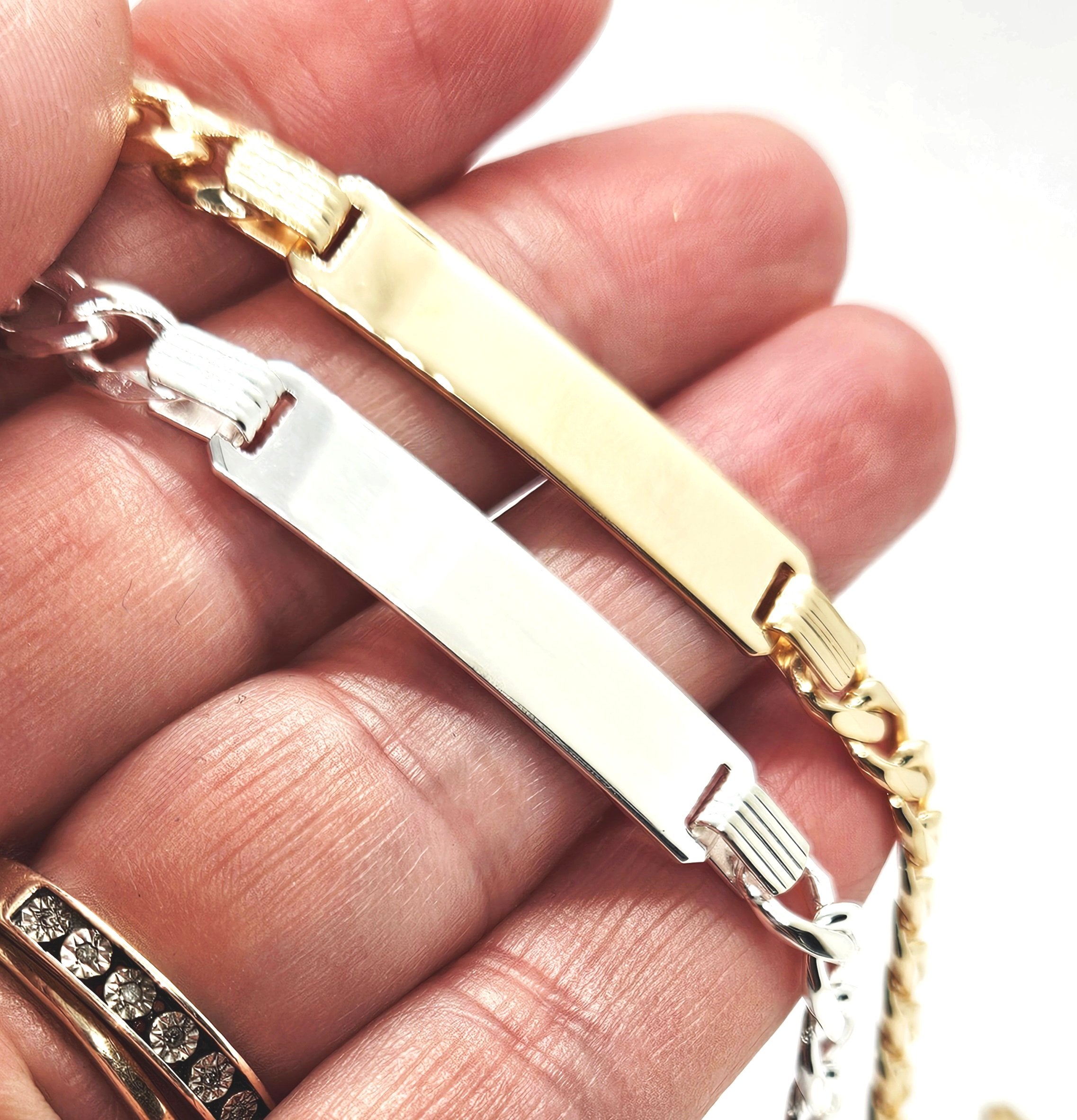 Sterling Silver Unisex Personalised ID Curb Bracelet - 6mm