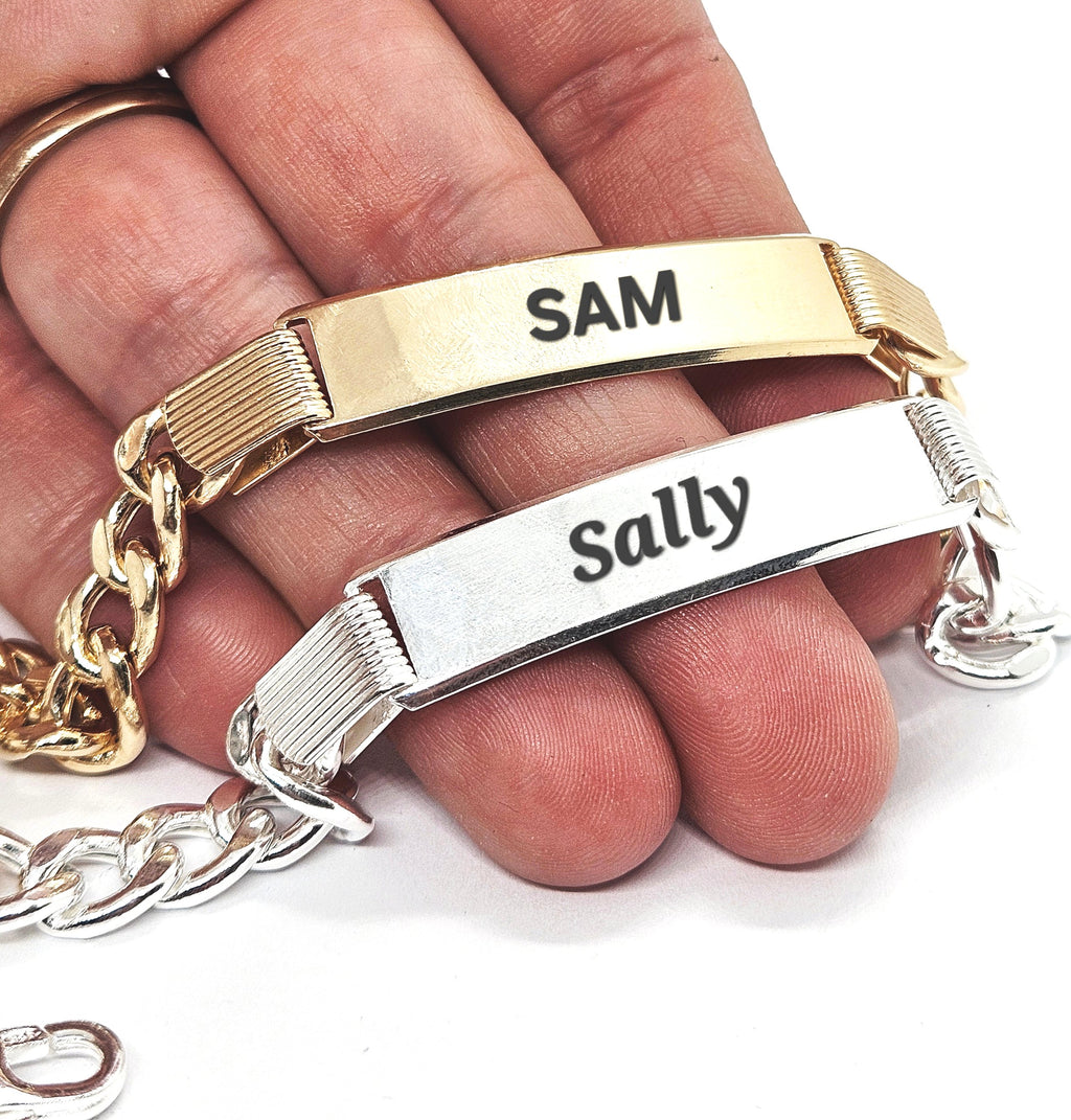 Sterling Silver Unisex Personalised Chunky ID Curb Bracelet - 8mm