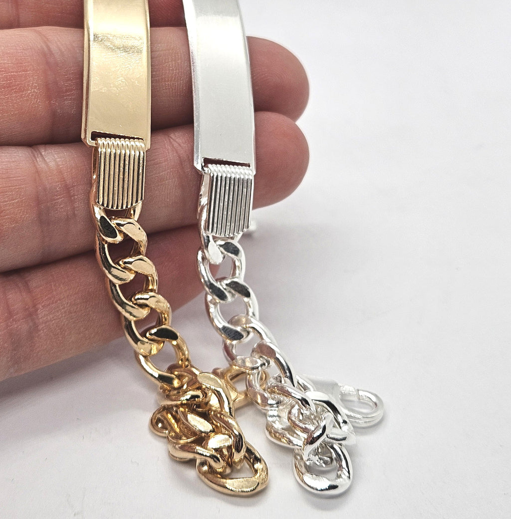 Sterling Silver Unisex Personalised Chunky ID Curb Bracelet - 8mm