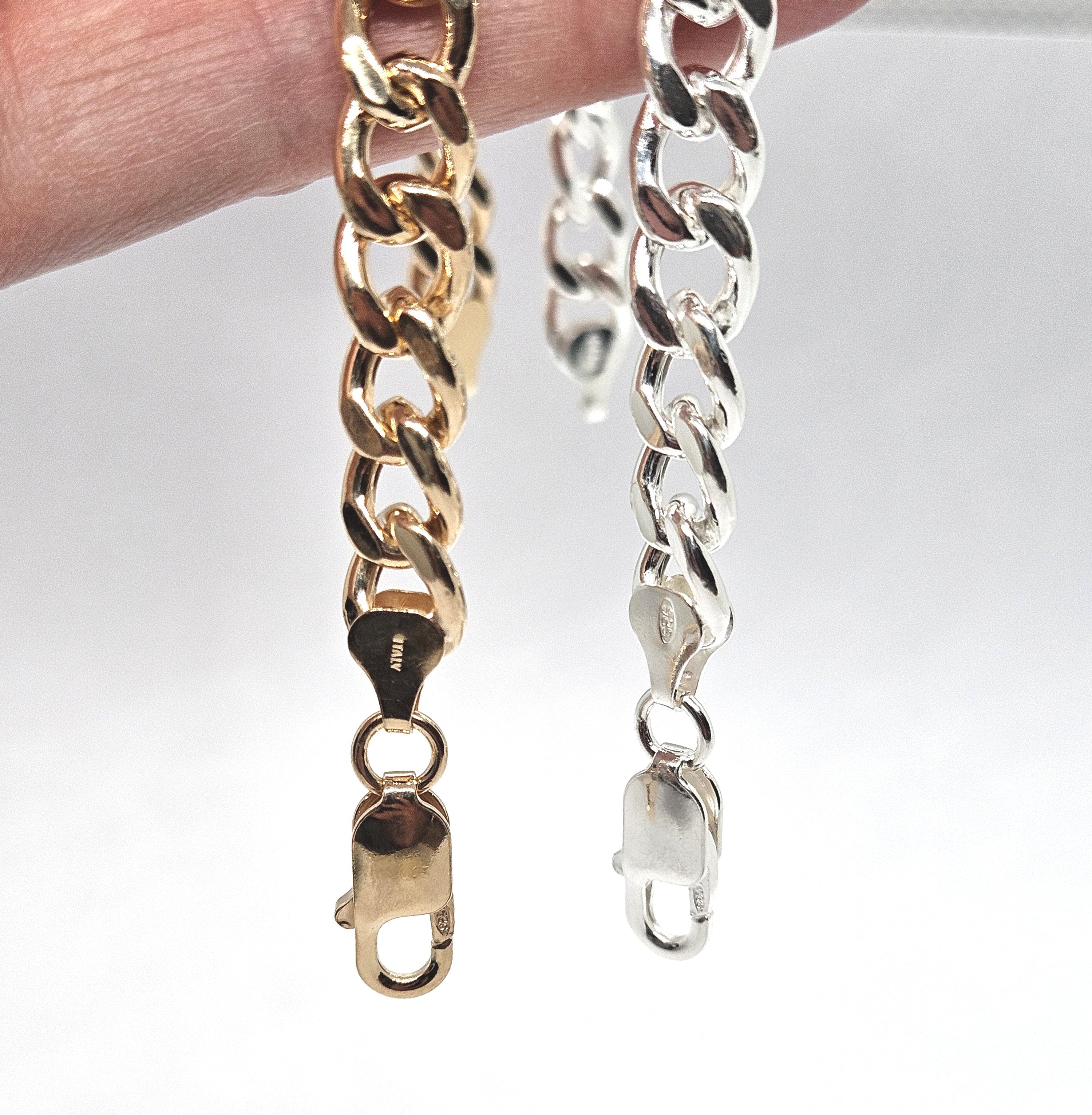Sterling Silver Unisex Personalised Chunky ID Curb Bracelet - 8mm