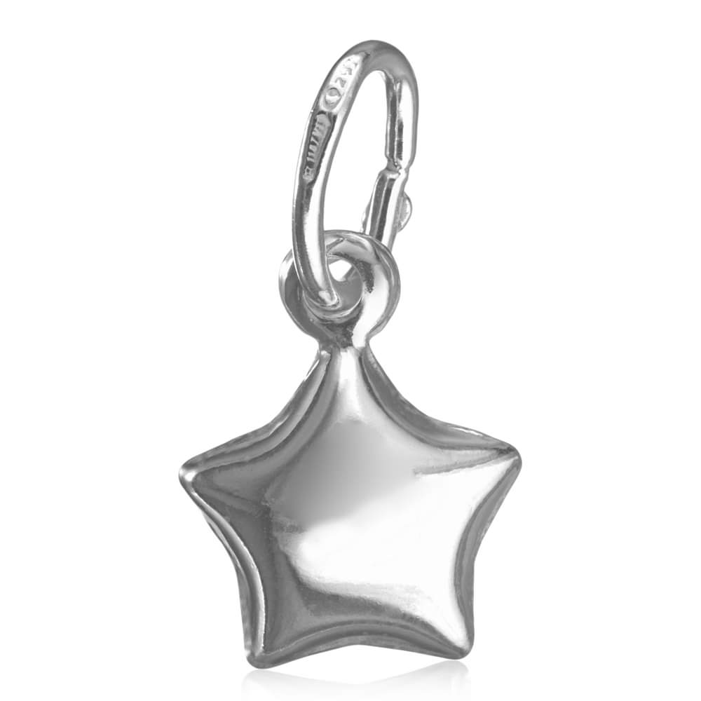 Sterling Silver Puffed Star Pendant Charm