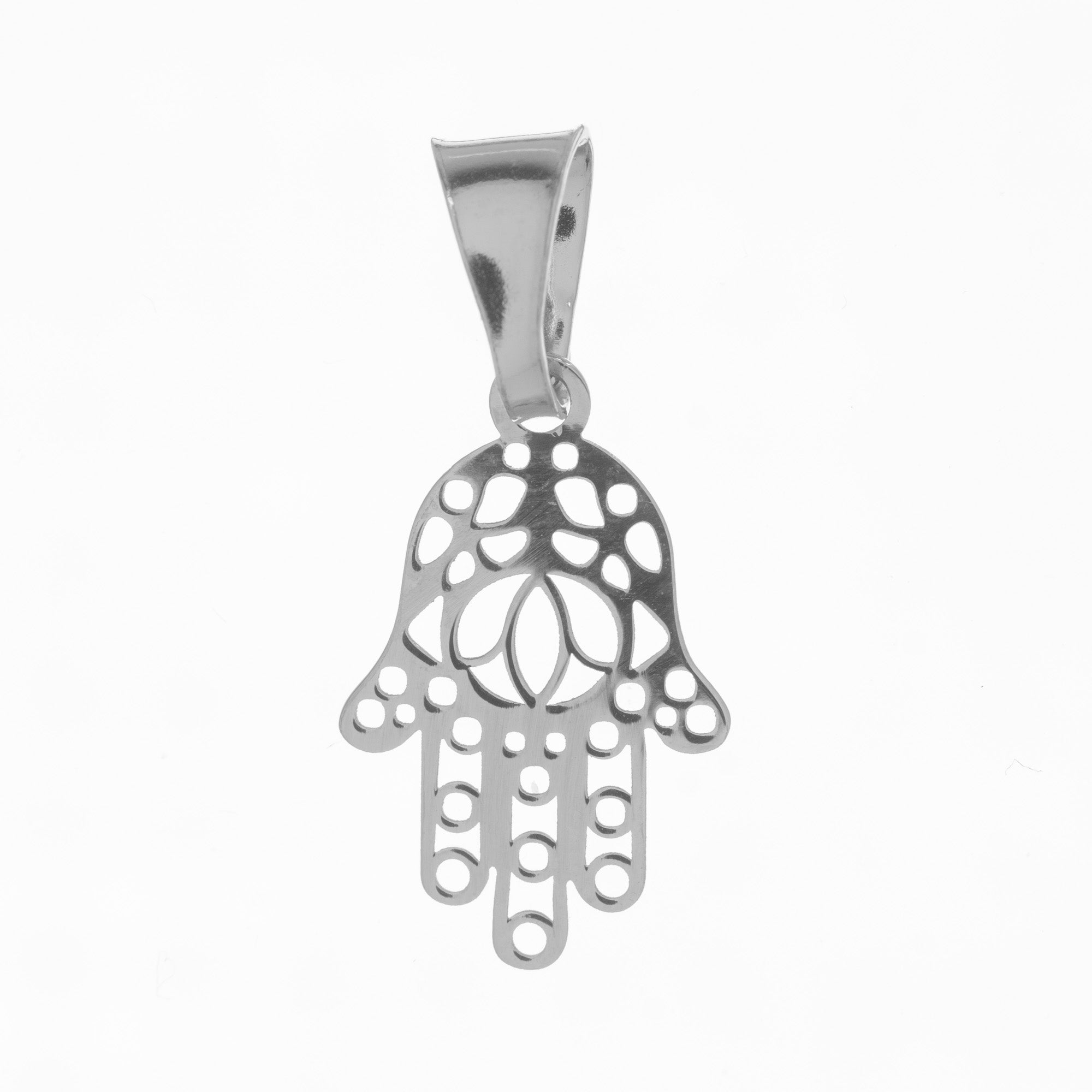 Sterling Silver Religious Hand of Fatima Pendant Charm