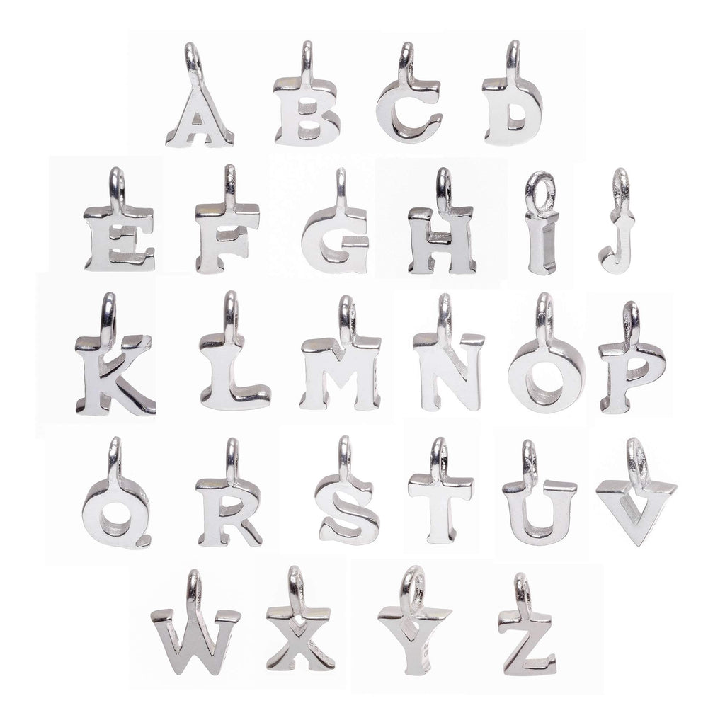 925 Sterling Silver Alphabet Initial Small Letter Pendant Charm