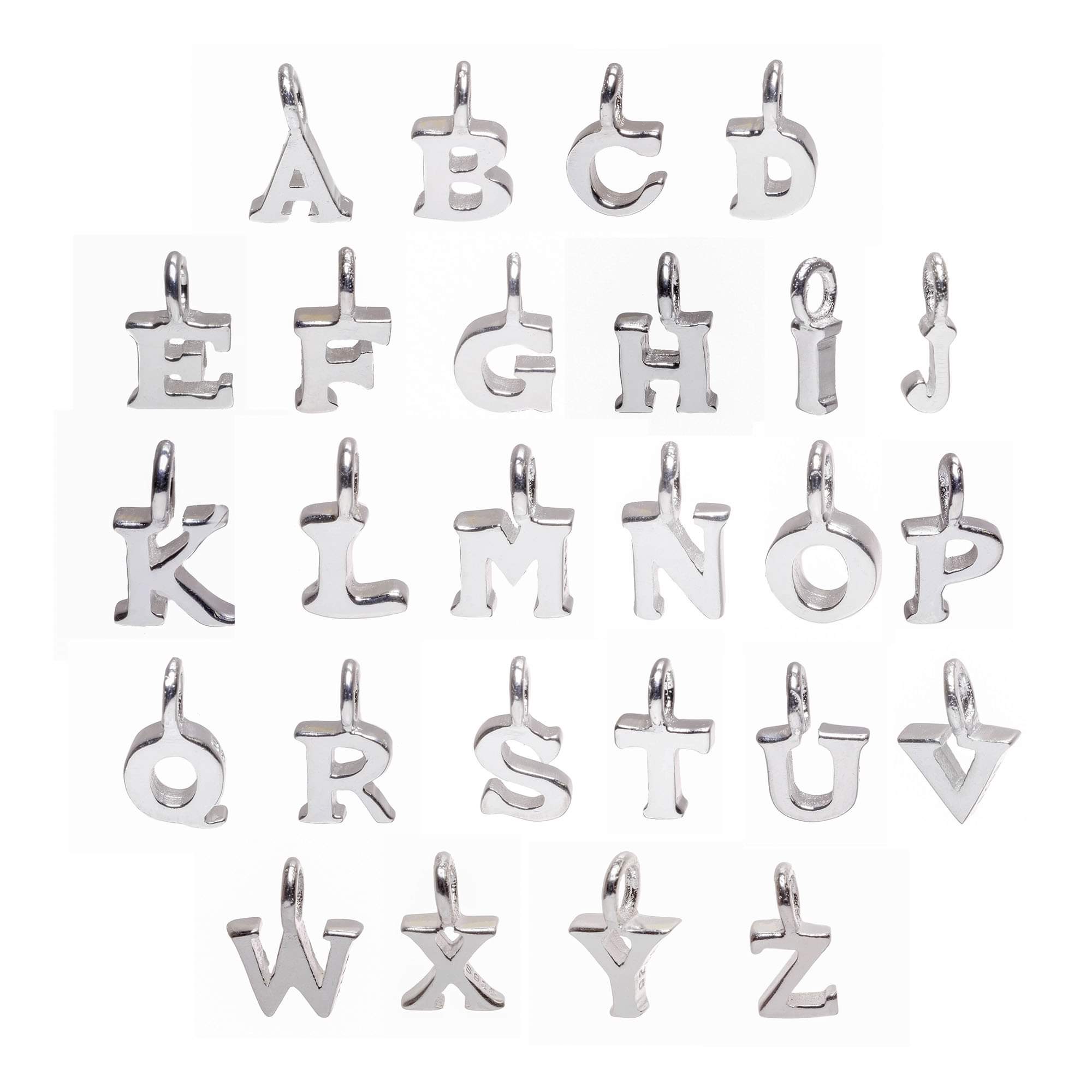 925 Sterling Silver Alphabet Initial Small Letter Pendant Charm