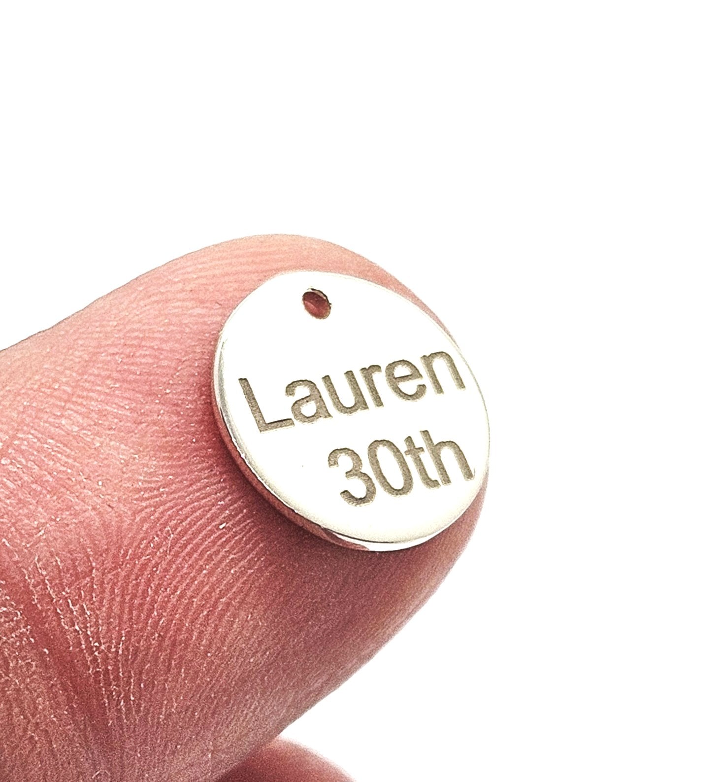 Sterling Silver Personalised Small Round Tag Pendant Charm