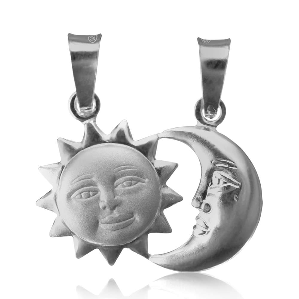Sterling Silver Sun and Moon Pendant Charm
