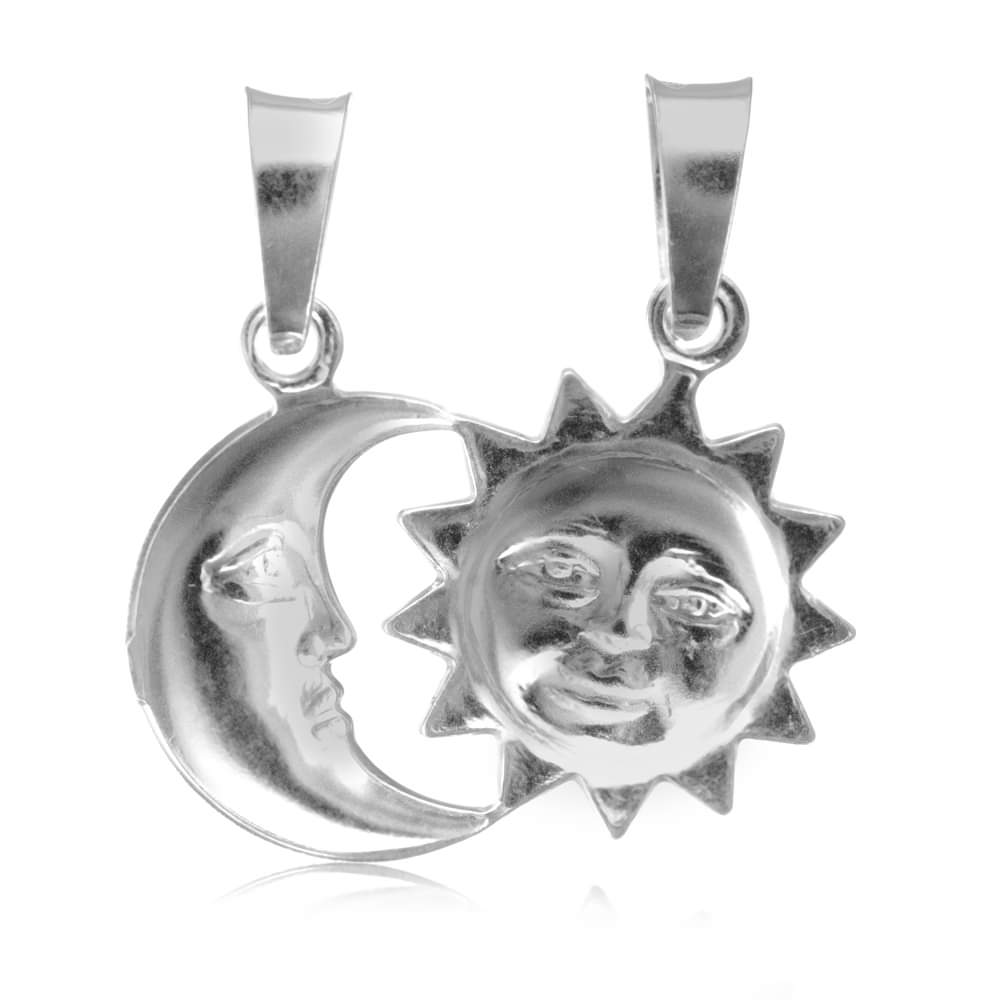 Sterling Silver Sun and Moon Pendant Charm