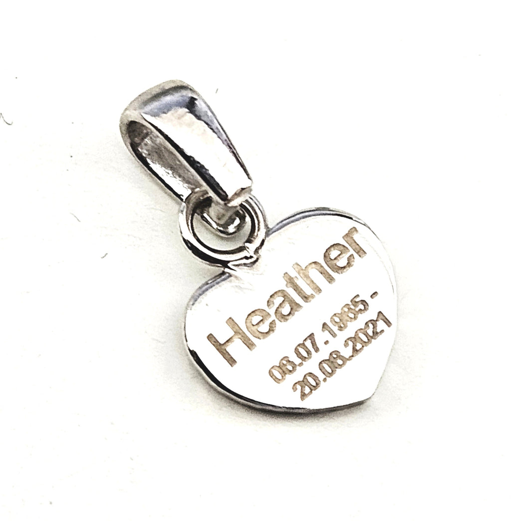 Sterling Silver Personalised Small Heart Tag Pendant Charm
