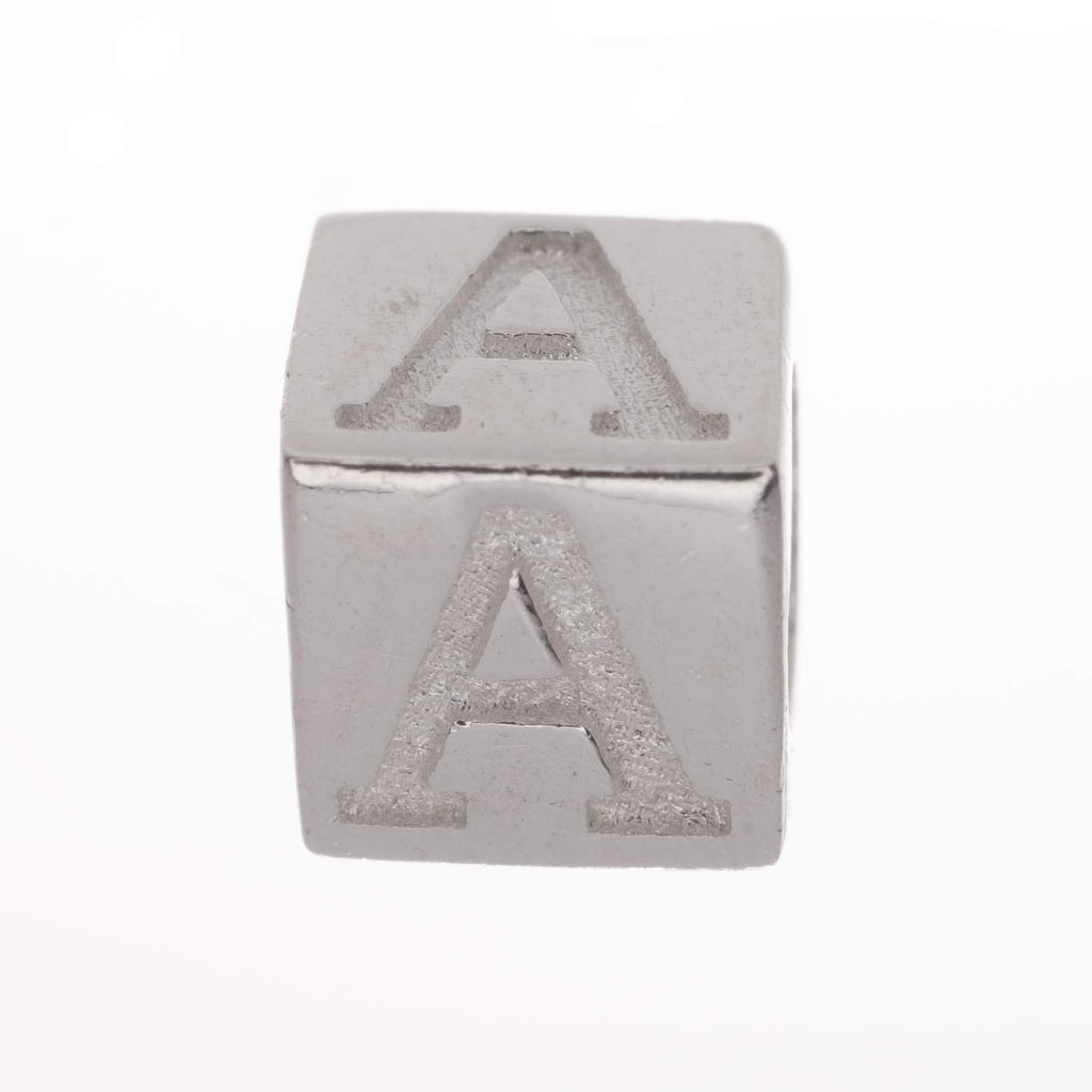 925 Sterling Silver Alphabet Cube Pendant Charm